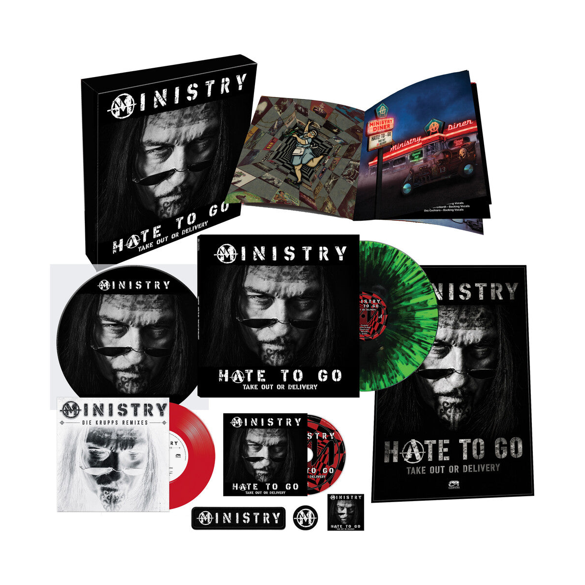Ministry – Hate To Go - Take Out Or Delivery (Deluxe Box - Black/Green Splatter 4-LP Vinyl) Vinyl Record