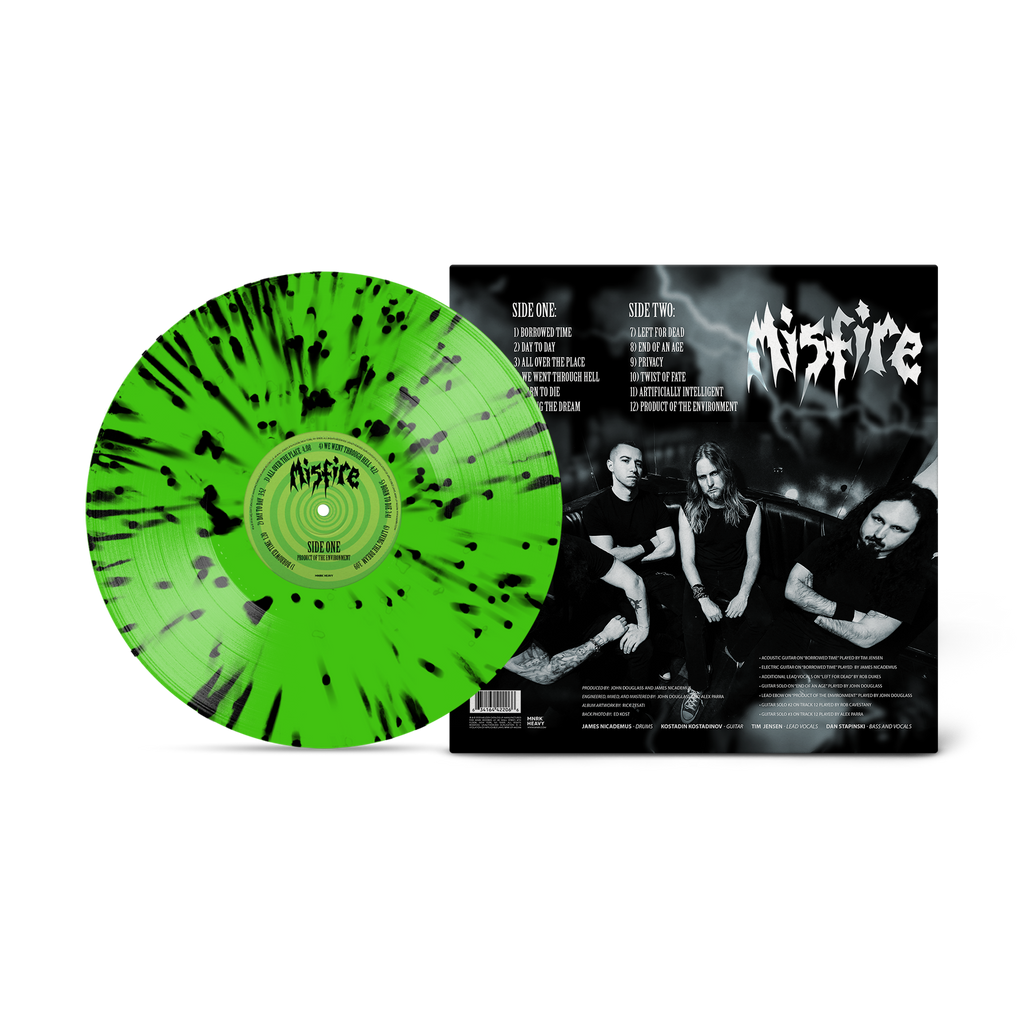 Misfire - Product Of The Environment Neon Green with Black Splatter Vinyl Record