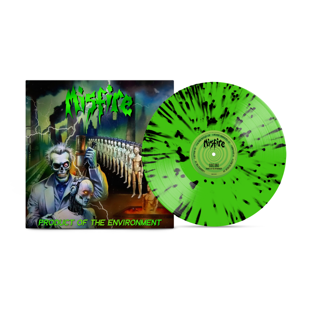 Misfire - Product Of The Environment Neon Green with Black Splatter Vinyl Record