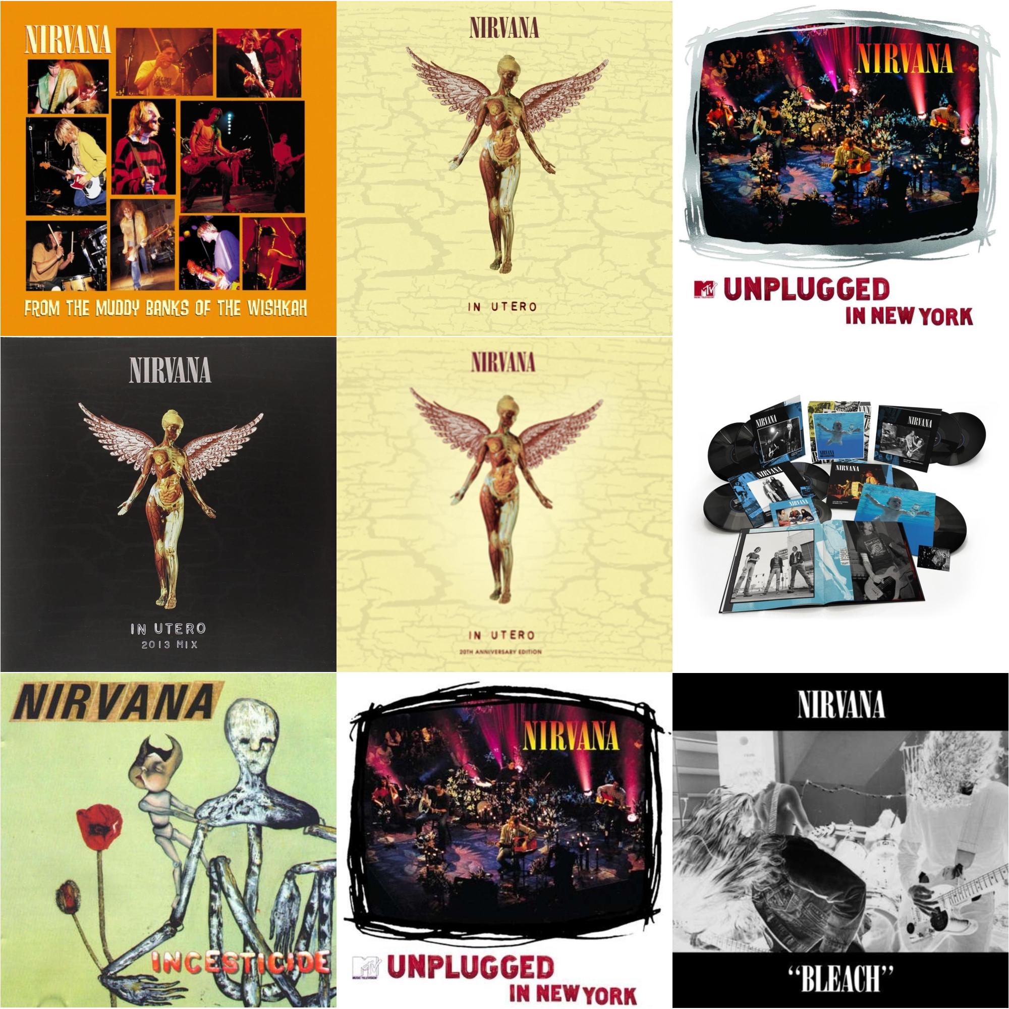 Nirvana - Bleach & Nevermind (30Th Anniversary/Super Deluxe/8LP/7Inch) & In Utero (30Th Anniversary) (LP/10 Inch) & Incesticide (20Th Anniversary 45RPM Edition) & In Utero & In Utero: 2013 Mix (2LP) & Mtv Unplugged In New York (2 LP) & Unplugged In
