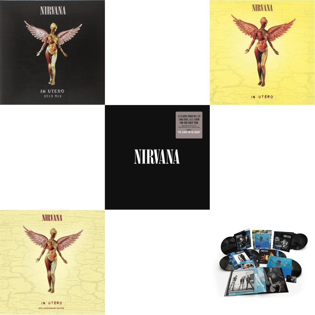 Nevermind (30Th Anniversary/Super Deluxe/8LP/7Inch) & In Utero & In Utero: 2013 Mix (2LP) & Nirvana (150G/Dl Code) & In Utero (180G/33-1/3 RPM)