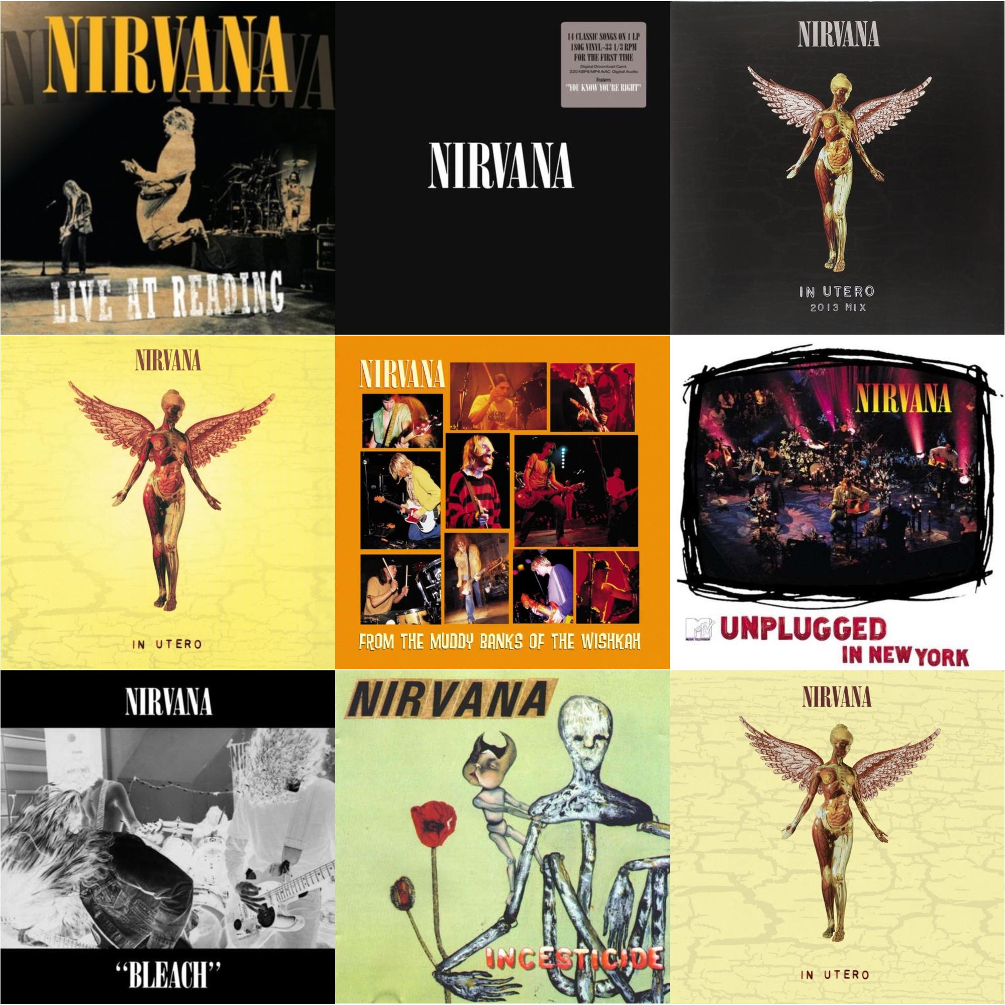 Nirvana - Bleach & In Utero (30Th Anniversary) (LP/10 Inch) & Live At Reading & Incesticide (20Th Anniversary 45RPM Edition) & In Utero: 2013 Mix (2LP) & Nirvana (150G/Dl Code) & In Utero (180G/33-1/3 RPM) & Unplugged In N.Y. & From The Muddy Banks