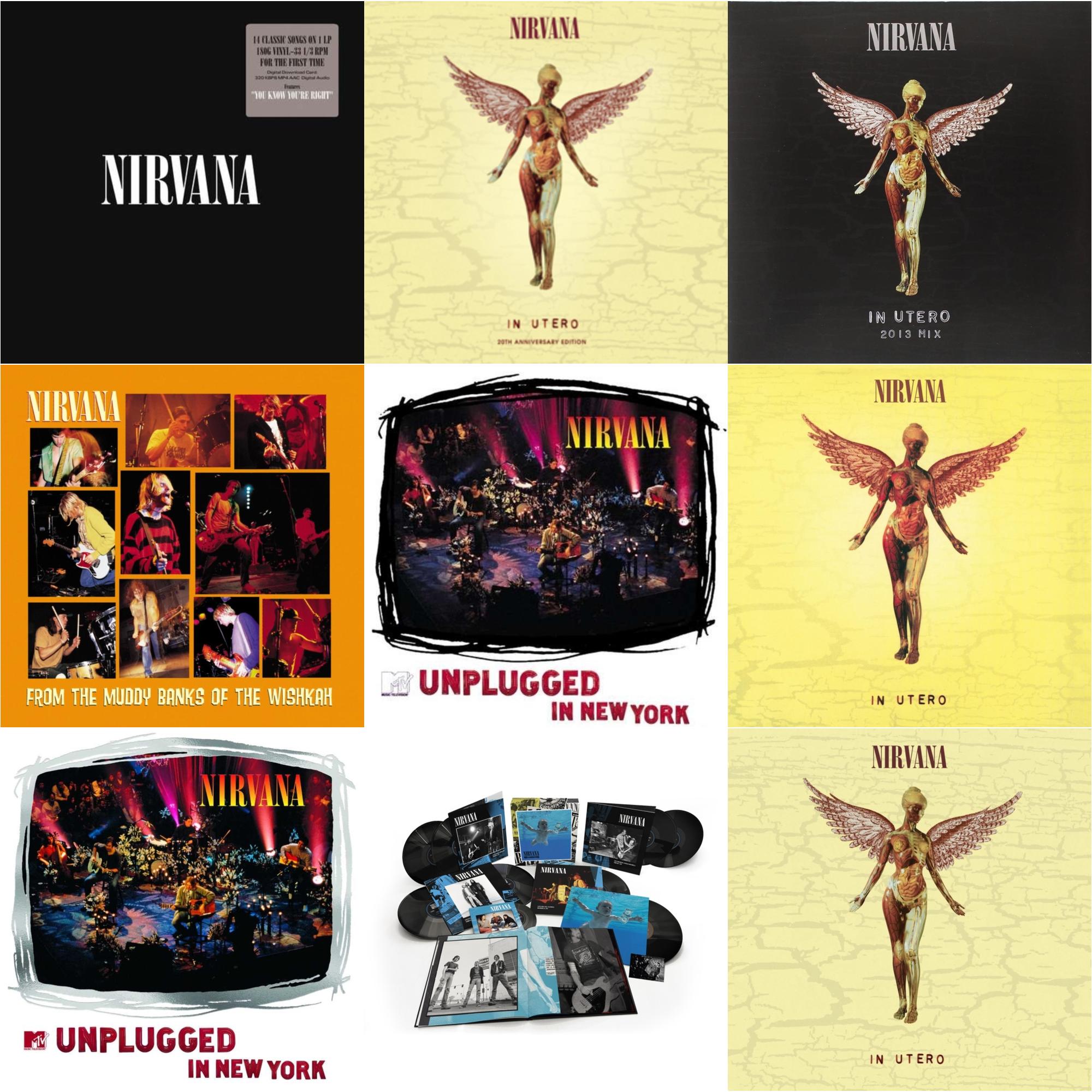 Nirvana - Nevermind (30Th Anniversary/Super Deluxe/8LP/7Inch) & In Utero (30Th Anniversary) (LP/10 Inch) & In Utero & In Utero: 2013 Mix (2LP) & Nirvana (150G/Dl Code) & Mtv Unplugged In New York (2 LP) & In Utero (180G/33-1/3 RPM) & Unplugged In