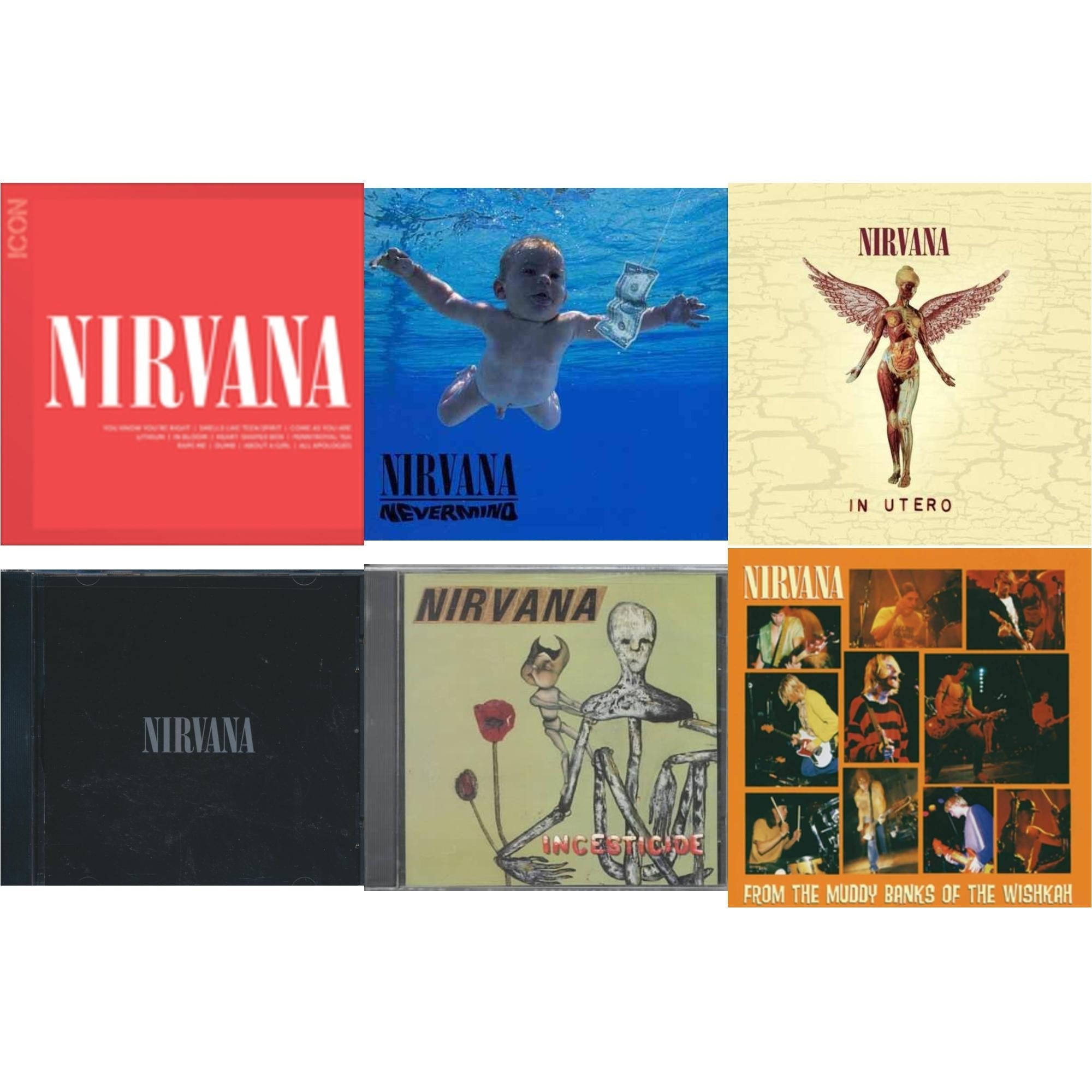 Nirvana - Icon & Nevermind & In Utero & Nirvana & Incesticide & From Muddy Banks Of Wishkah - CD Bundle