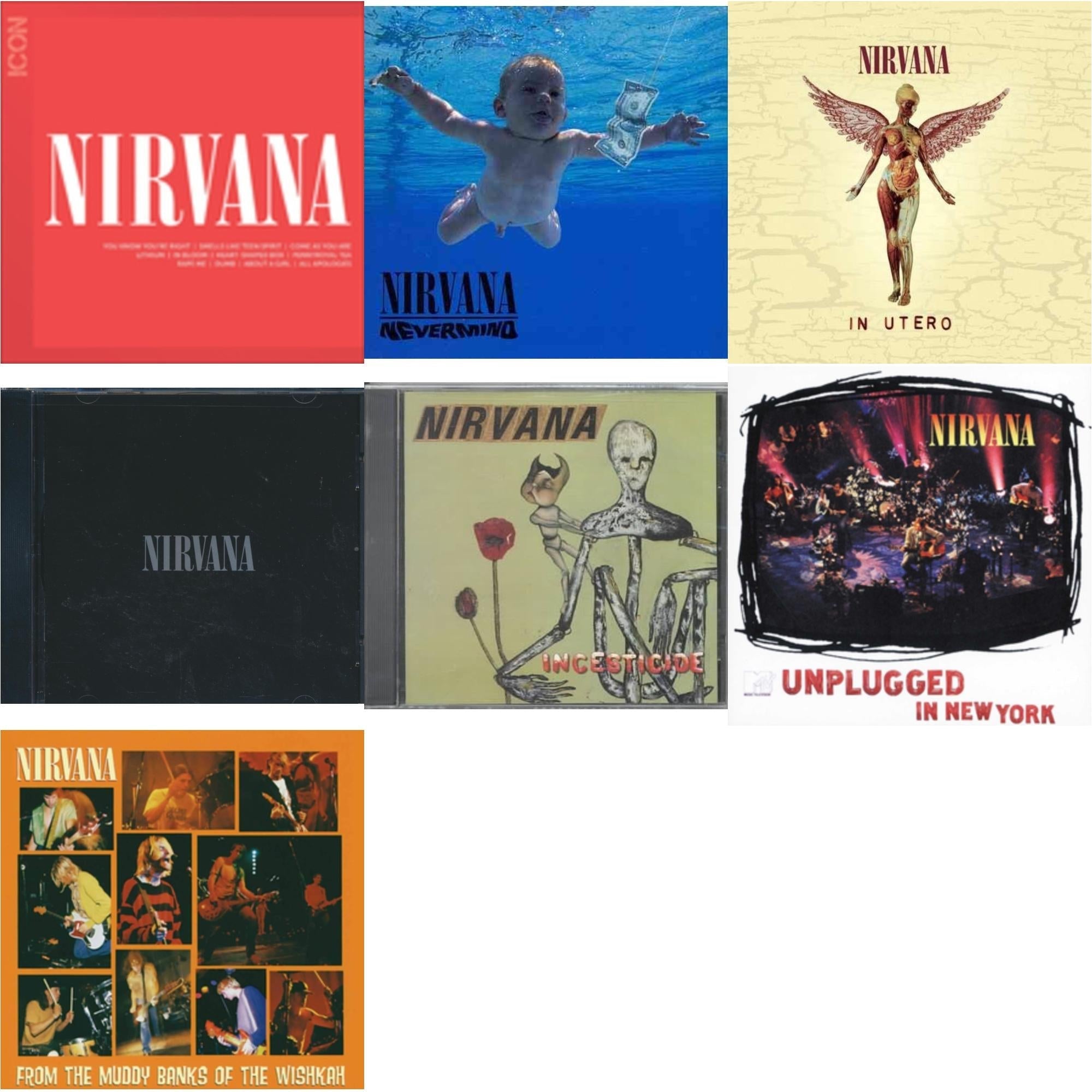 Nirvana - Icon & Nevermind & In Utero & Nirvana & Incesticide & Unplugged In N.Y. & From Muddy Banks Of Wishkah - CD Bundle