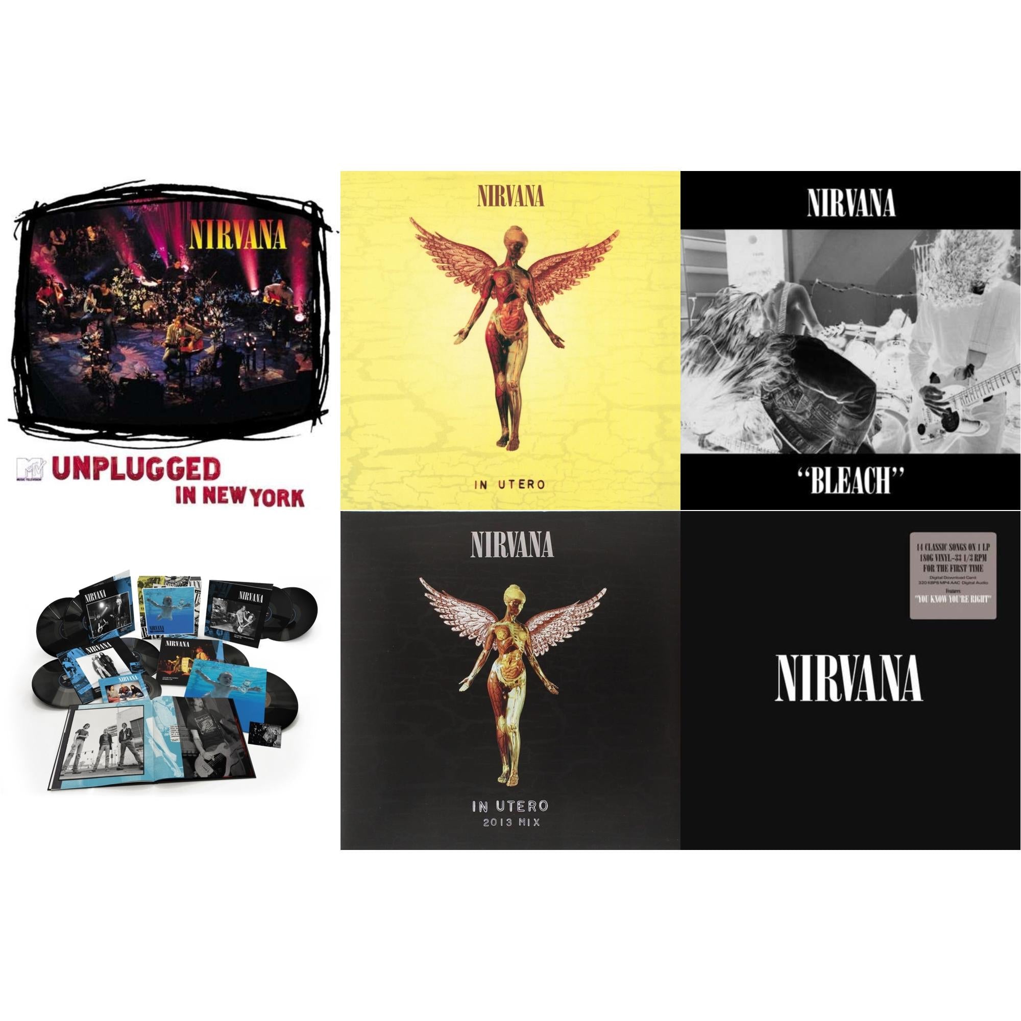 Bleach & Nevermind (30Th Anniversary/Super Deluxe/8LP/7Inch) & In Utero: 2013 Mix (2LP) & Nirvana (150G/Dl Code) & In Utero (180G/33-1/3 RPM) & Unplugged In N.Y.