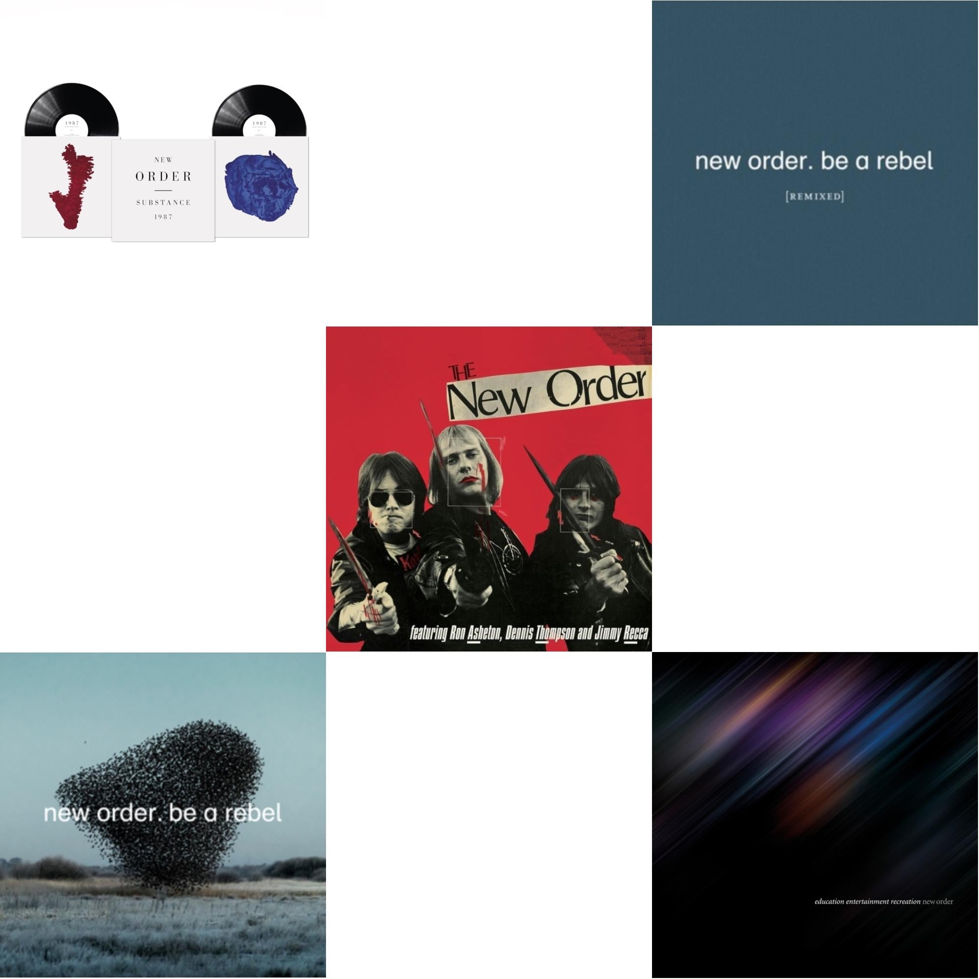 Education Entertainment Recreation (Live) & Substance (2023 Reissue) (2LP) & Be A Rebel Ep & Be A Rebel Remixed (Limited Edition/Clear LP Vinyl) & New Order (Marble LP Vinyl)