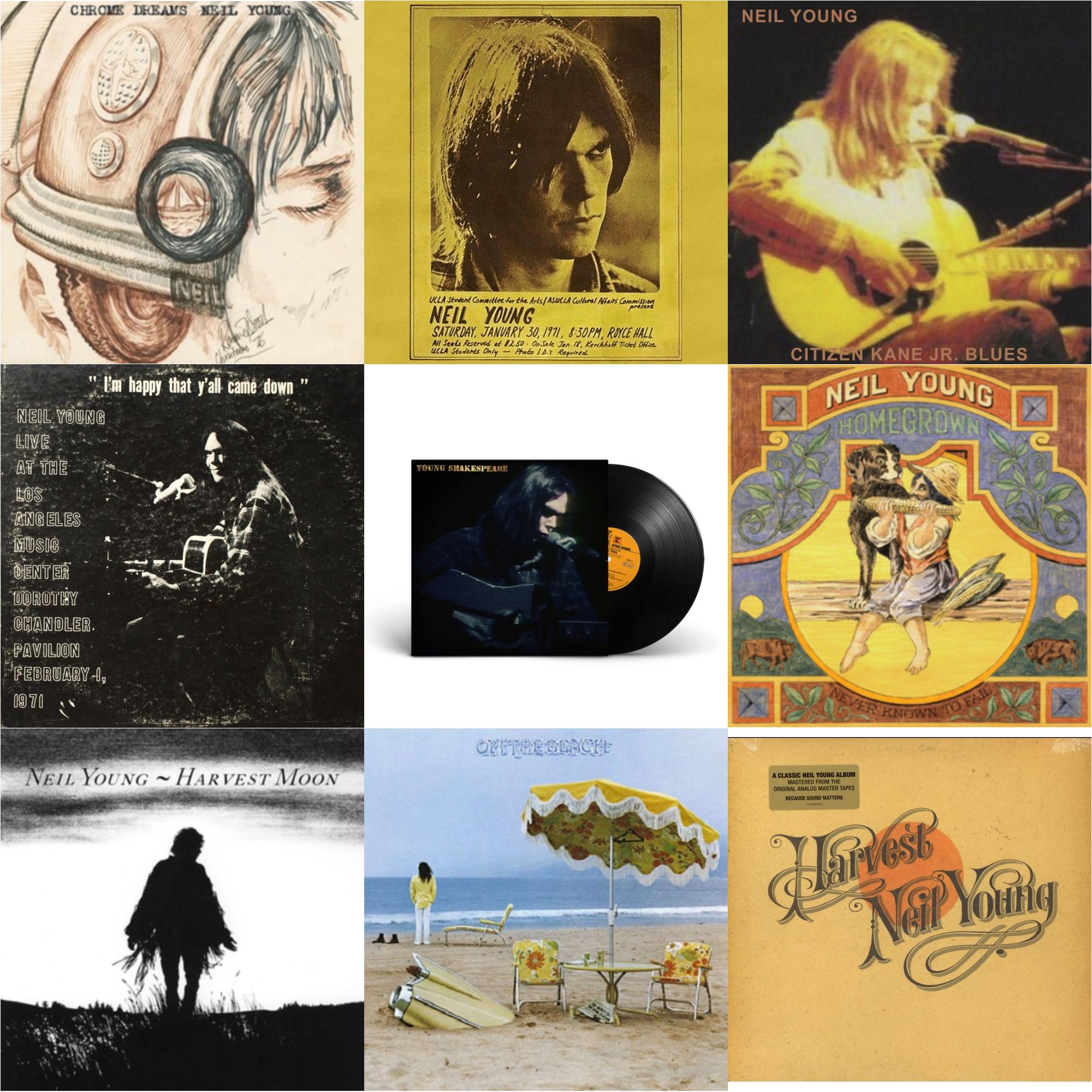 Chrome Dreams (2LP) & Royce Hall 1971 & Citizen Kane Jr. Blues 1974 (Live At The Bottom Line) & Dorothy Chandler Pavilion 1971 & Young Shakespeare & Homegrown & Harvest Moon (2LP) & On The Beach & Harvest