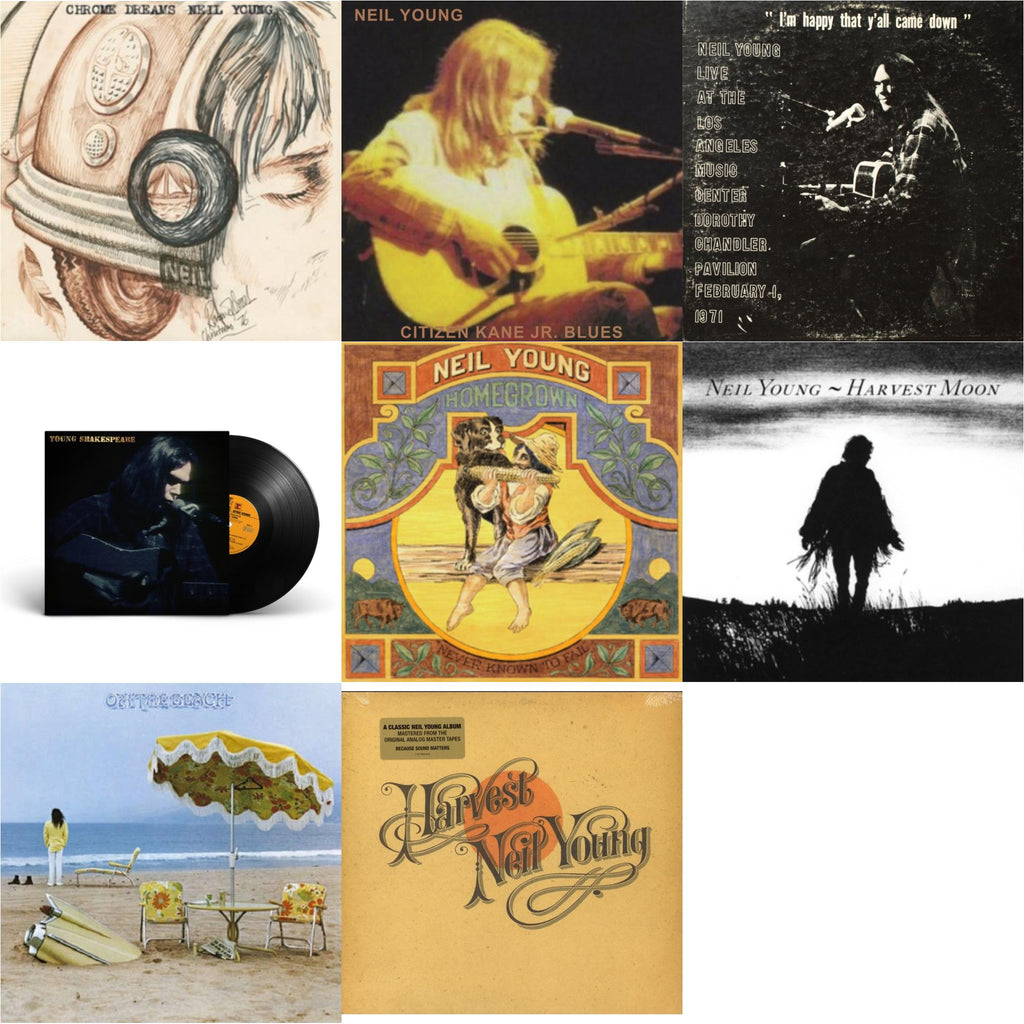 Chrome Dreams (2LP) & Citizen Kane Jr. Blues 1974 (Live At The Bottom Line) & Dorothy Chandler Pavilion 1971 & Young Shakespeare & Homegrown & Harvest Moon (2LP) & On The Beach & Harvest