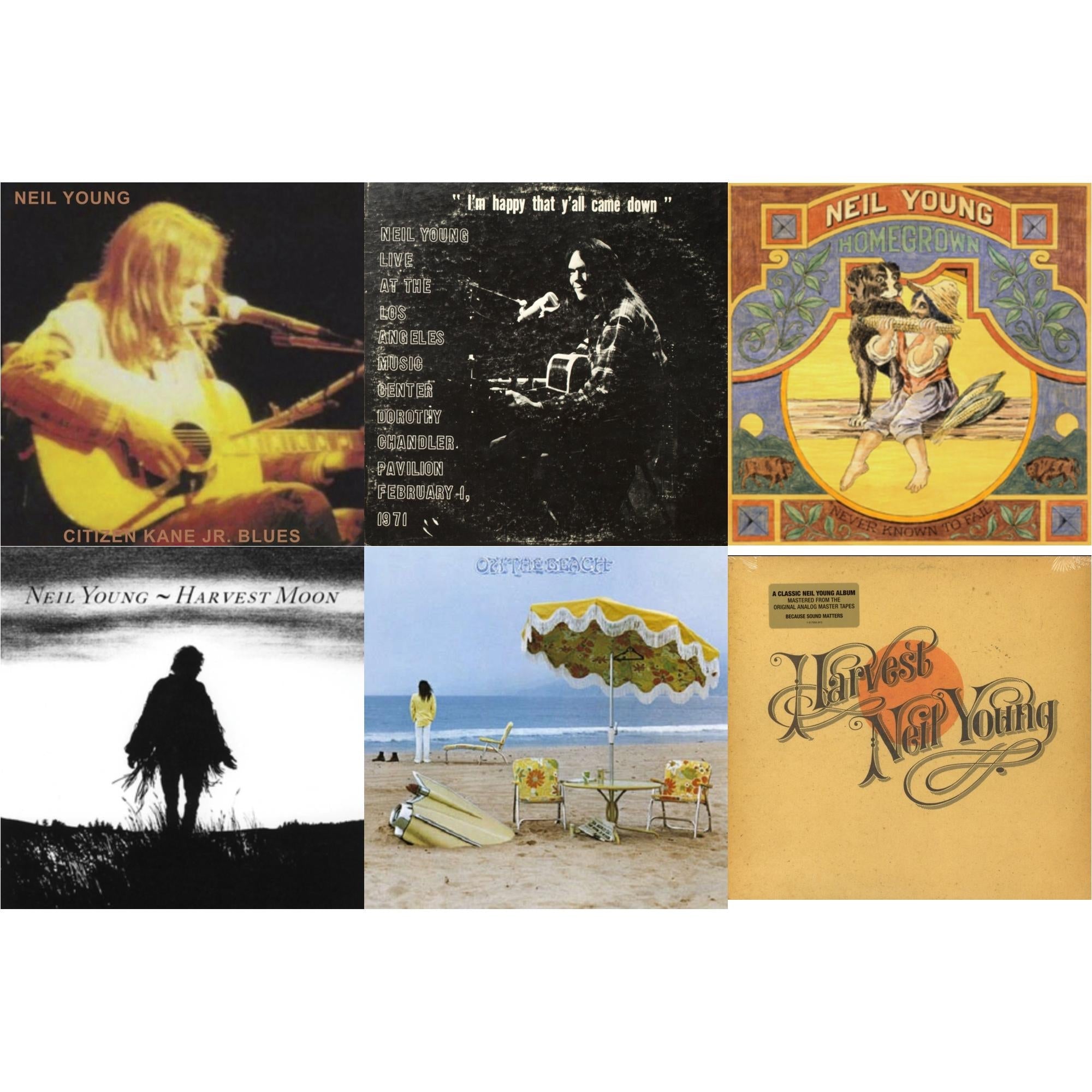 Citizen Kane Jr. Blues 1974 (Live At The Bottom Line) & Dorothy Chandler Pavilion 1971 & Homegrown & Harvest Moon (2LP) & On The Beach & Harvest