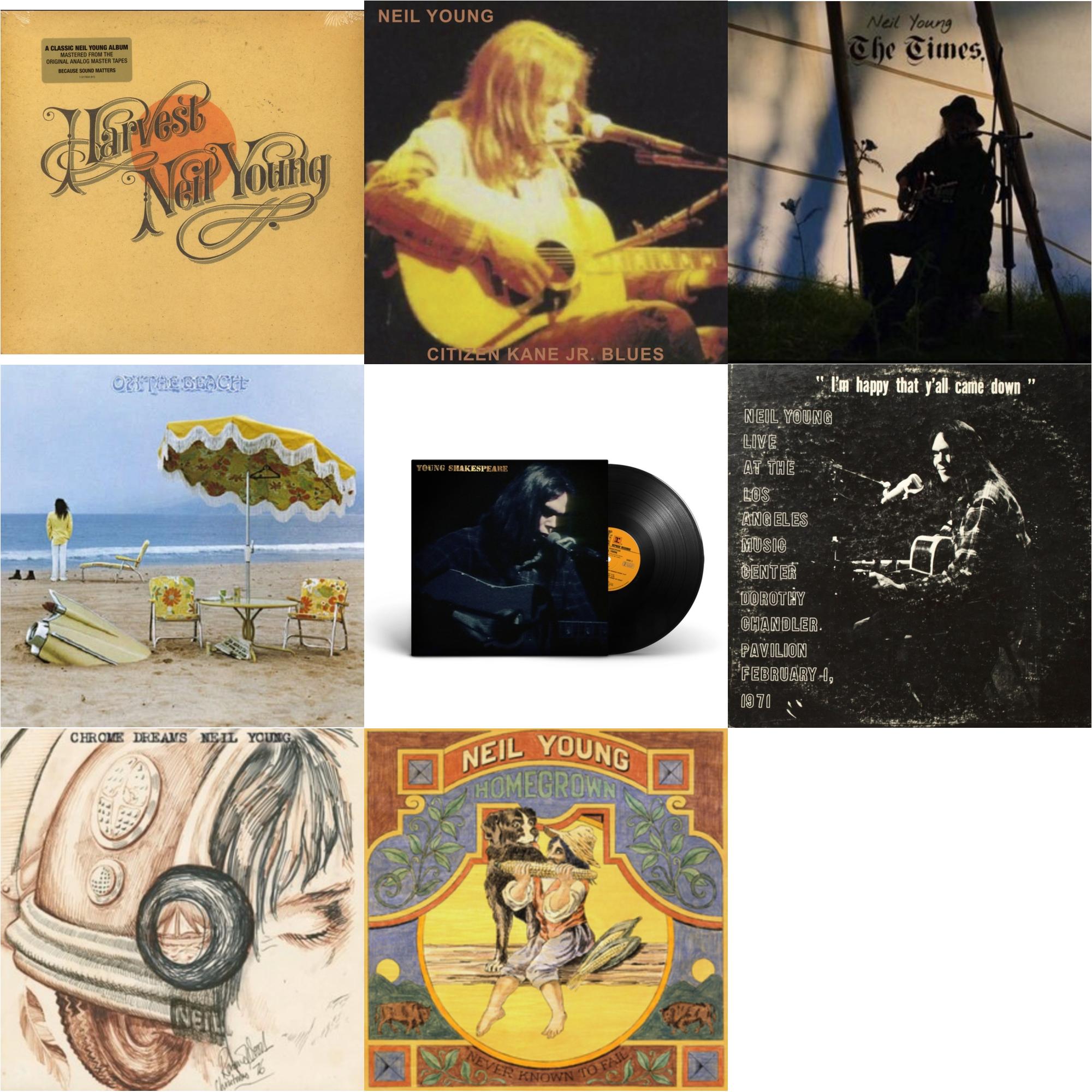 Chrome Dreams (2LP) & Citizen Kane Jr. Blues 1974 (Live At The Bottom Line) & Dorothy Chandler Pavilion 1971 & Times & Young Shakespeare & Homegrown & On The Beach & Harvest