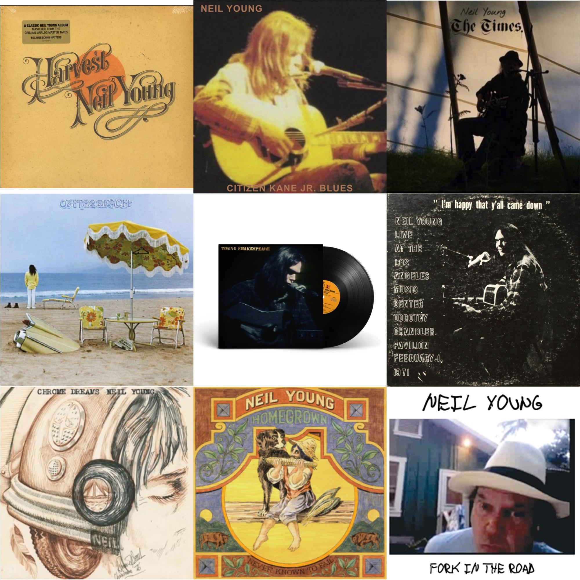 Chrome Dreams (2LP) & Citizen Kane Jr. Blues 1974 (Live At The Bottom Line) & Dorothy Chandler Pavilion 1971 & Times & Young Shakespeare & Homegrown & On The Beach & Harvest & Fork In The Road (140G)