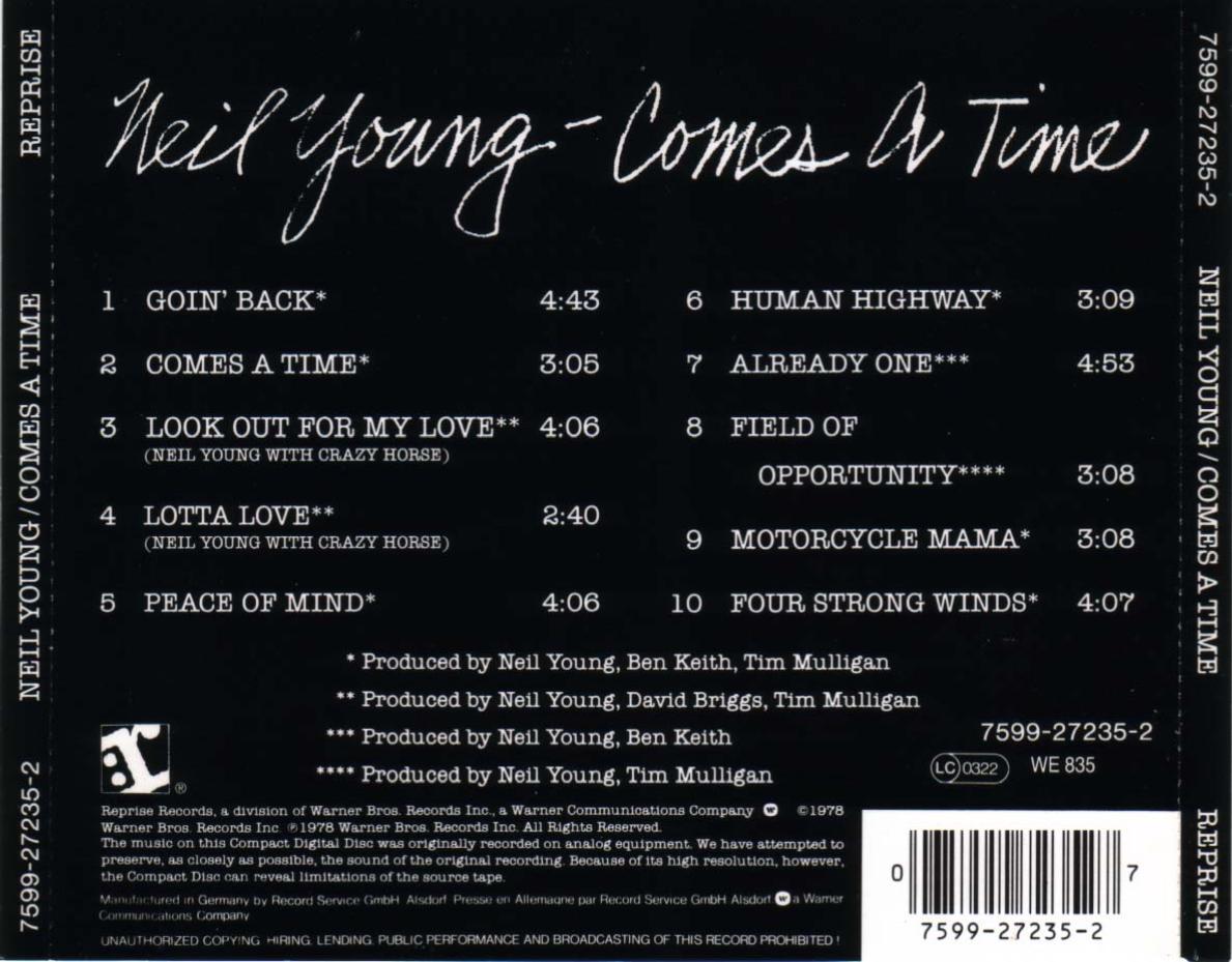 Neil Young – Comes a Time Music CD