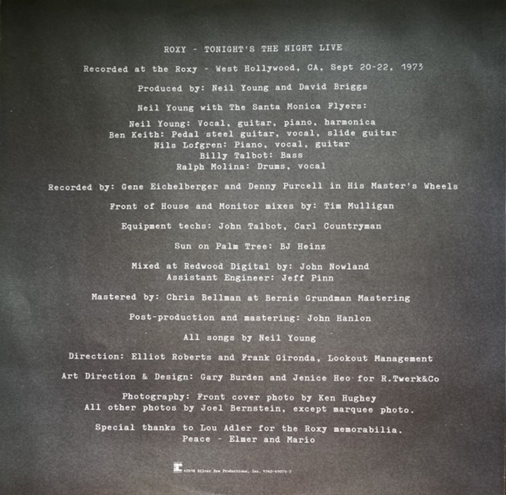 Neil Young – Roxy: Tonight's The Night Live (2-LP Vinyl) Vinyl Record