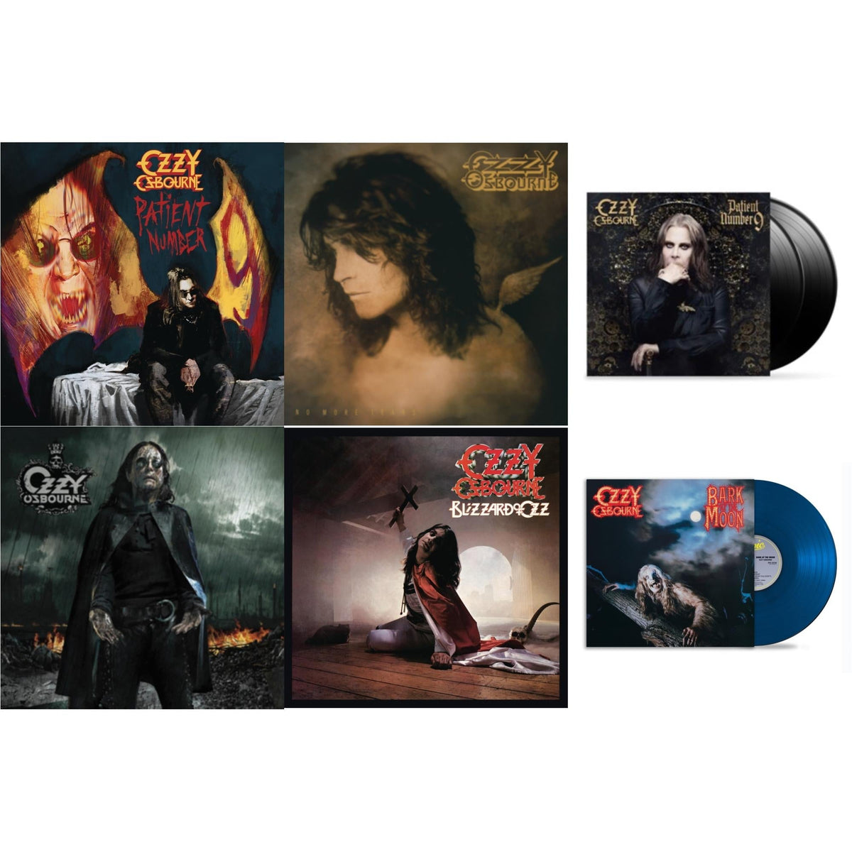 Ozzy Osbourne - No More Tears (2LP) & Patient Number 9 & Black Rain (2LP) & Patient #9 (2LP/Alternative Todd Mcarlane Cover/Comic Book & Bark At The Moon (40Th Anniversary) (Translucent Cobalt Blue LP Vinyl) & Blizzard Of Ozz (180G/30Th Anniversary