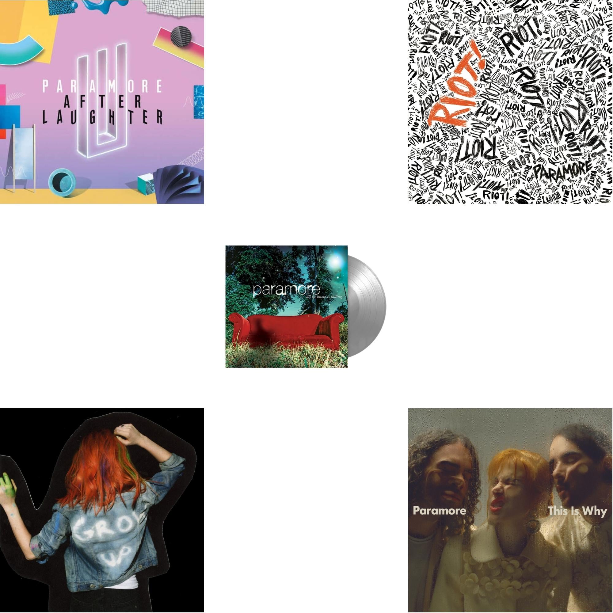 Paramore (2LP) & This Is Why & All We Know Is Falling (Silver LP Vinyl) & Riot! (Fbr 25Th Anniversary Edtion/Silver LP Vinyl) & After Laughter (Black & White Marble LP Vinyl/Dl Card) (I)