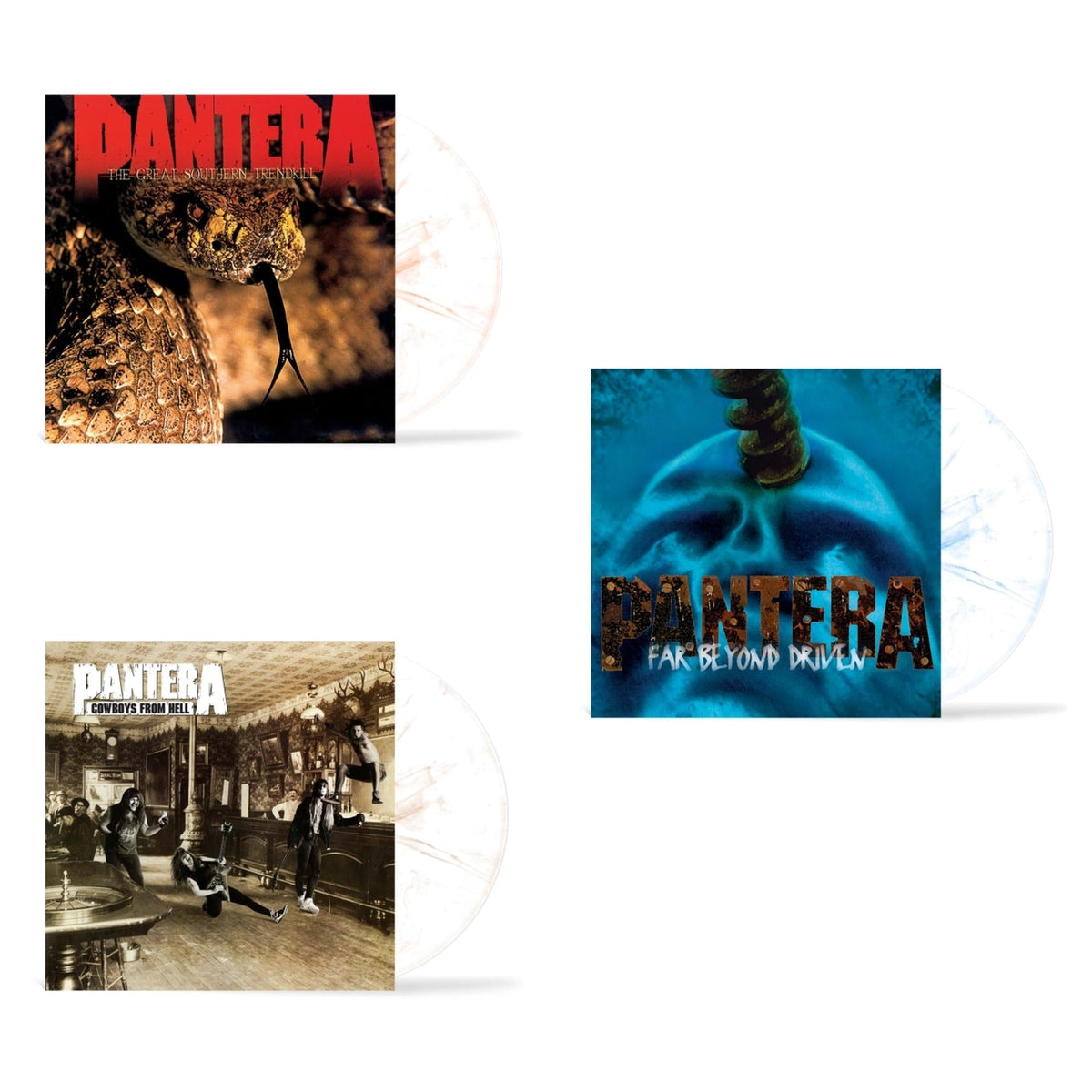 Great Southern Trendkill (Marbled Orange LP Vinyl) (I) & Far Beyond Driven (Marbled Yellow LP Vinyl) & Cowboys From Hell (Marbled Brown LP Vinyl) (I)
