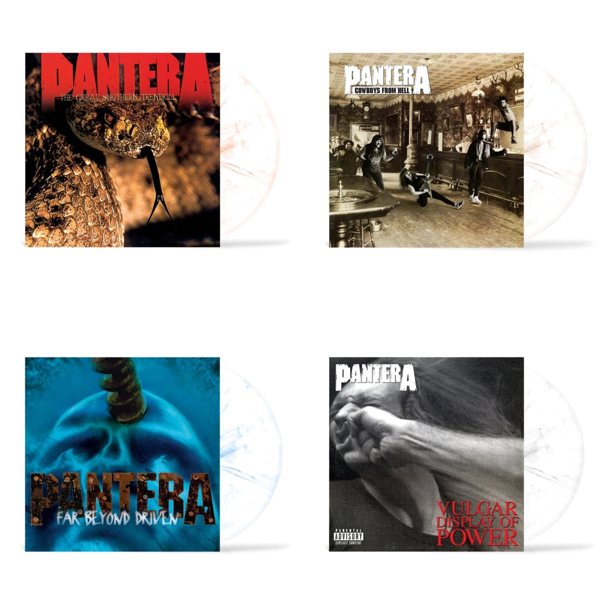 Great Southern Trendkill (Marbled Orange LP Vinyl) (I) & Far Beyond Driven (Marbled Yellow LP Vinyl) & Cowboys From Hell (Marbled Brown LP Vinyl) (I) & Vulgar Display Of Power (Marbled Black/Grey LP Vinyl) (I)