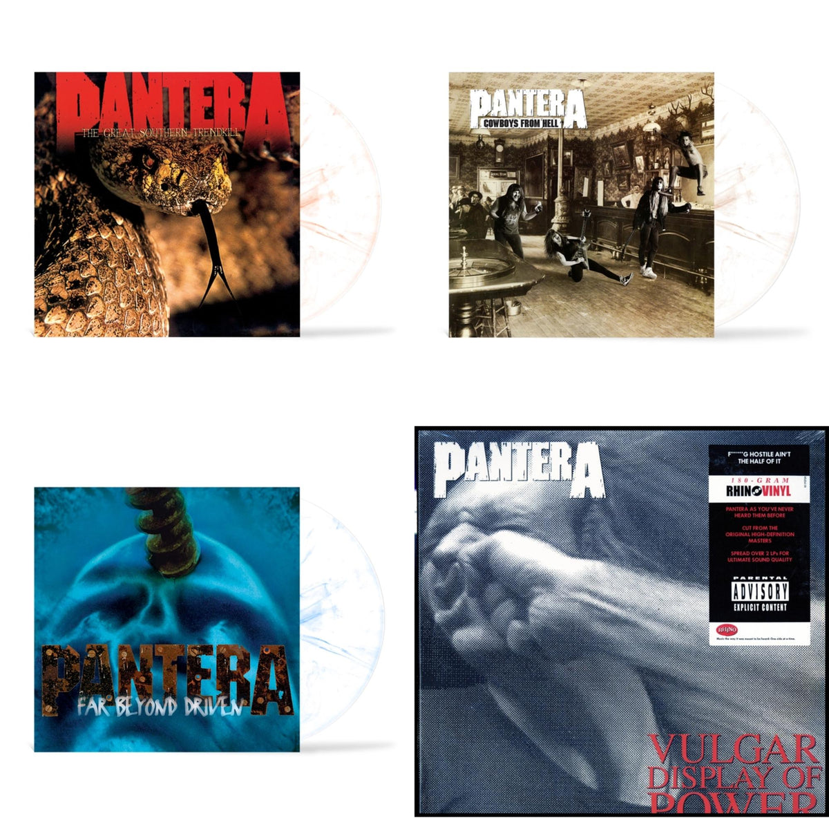 Great Southern Trendkill (Marbled Orange LP Vinyl) (I) & Far Beyond Driven (Marbled Yellow LP Vinyl) & Cowboys From Hell (Marbled Brown LP Vinyl) (I) & Vulgar Display Of Power