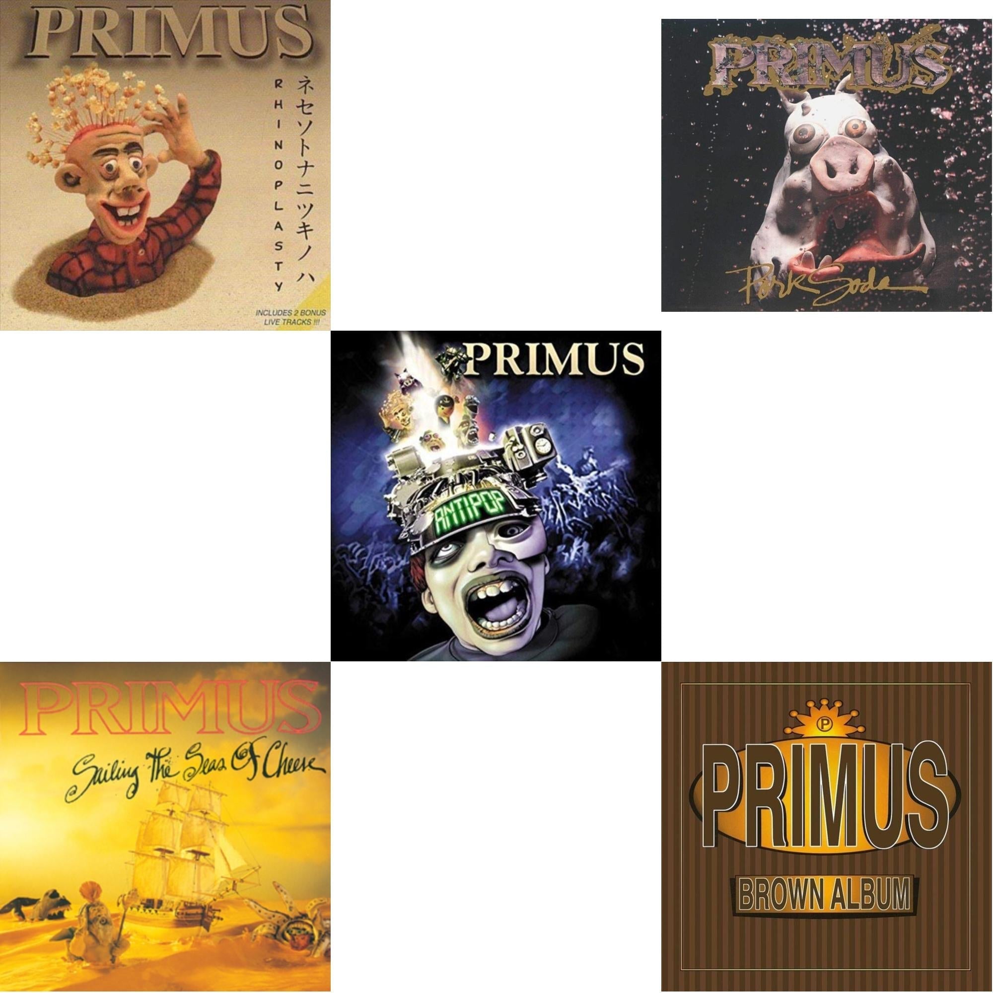 Primus - Rhinoplasty (2 LP) & Sailing Seas Of Cheese & Antipop (2 LP) & Pork Soda (2 LP) & Brown Album (2LP)