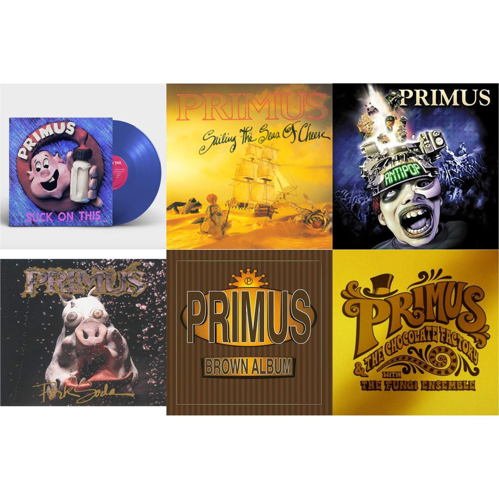 Suck On This (Cobalt Blue LP Vinyl/Remastered/Reissue) & Sailing Seas Of Cheese & Pork Soda (2LP) & Brown Album (2LP) & Antipop (2 LP) & Primus & The Chocolate Factory With The Fungi Ensemble (Gold LP Vinyl)
