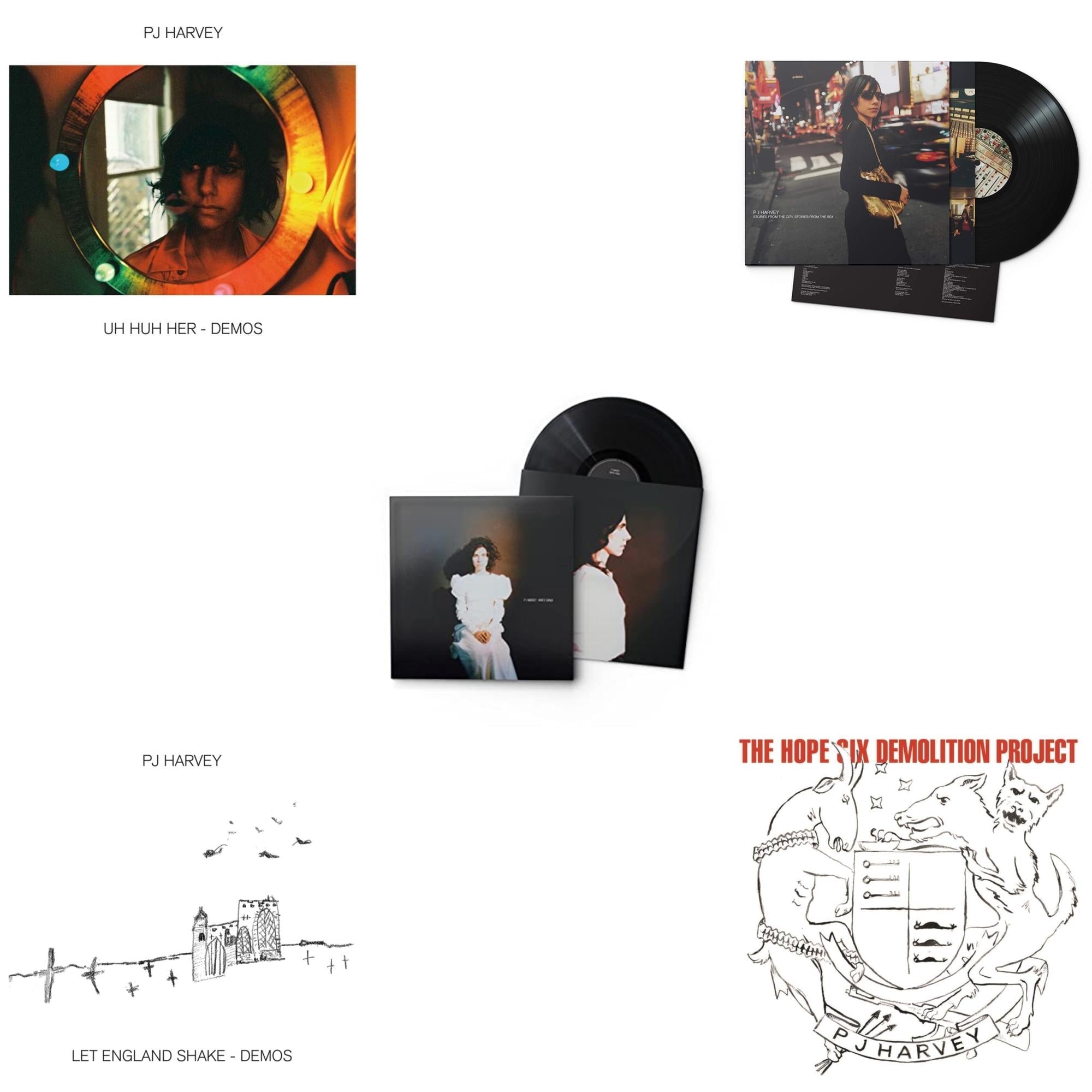 Pj Harvey - Uh Huh Her (Demos) & White Chalk & Let England Shake - Demos & Hope Six Demolition Project & Stories From The City, Stories From The Sea - LP Vinyl Bundle