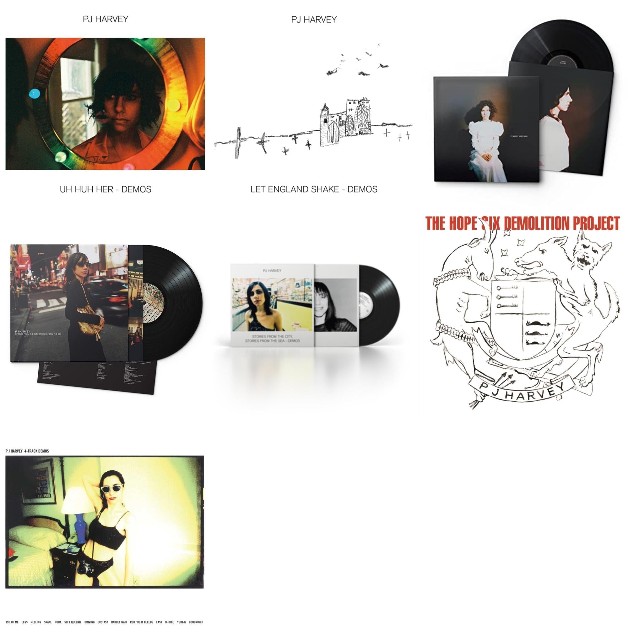 Pj Harvey - Uh Huh Her (Demos) & White Chalk & Let England Shake - Demos & Hope Six Demolition Project & 4-Track Demos & Stories From The City, Stories From The Sea & Stories From The City, Stories From The Sea - Demos - LP Vinyl Bundle