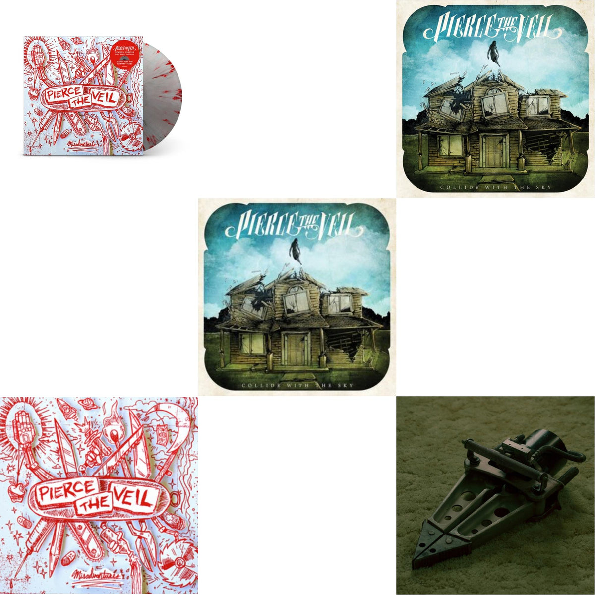 Pierce The Veil - Misadventures (Silver With Red Splatter LP Vinyl) & Misadventures & Collide With The Sky & Collide With The Sky (Sea Blue LP Vinyl) & Jaws Of Life