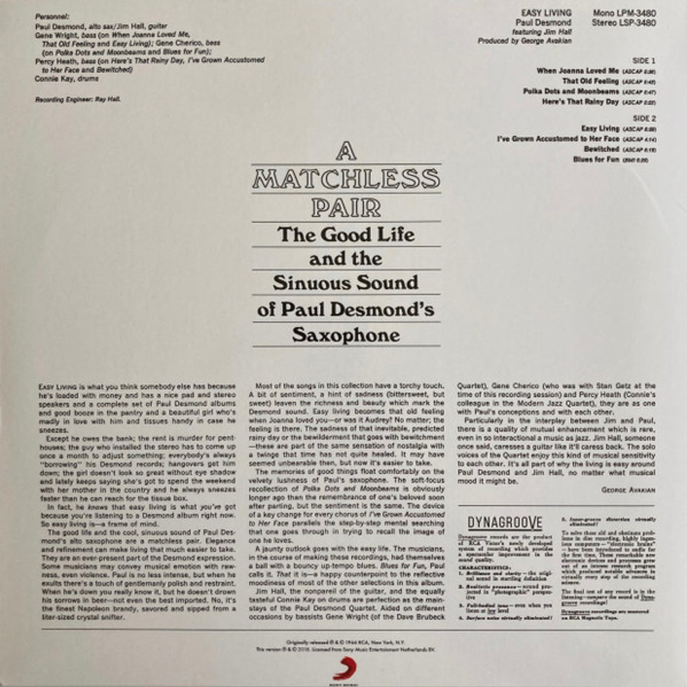Paul Desmond – Easy Living (LP Vinyl) Vinyl Record