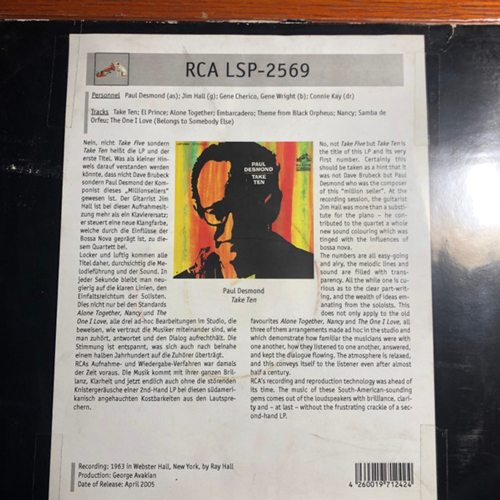 Paul Desmond – Take Ten (LP Vinyl) Vinyl Record