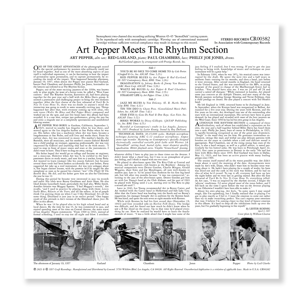 Art Pepper Meets The Rhythm Section: Contemporary Records Acoustic Sounds Series (180g LP) Vinyl Record