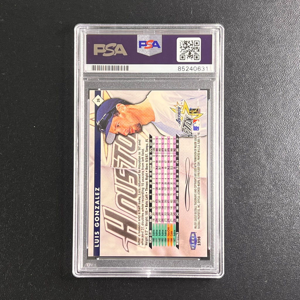1998 Fleer #26 Luis Gonzalez Signed Card PSA Slabbed AUTO Astros