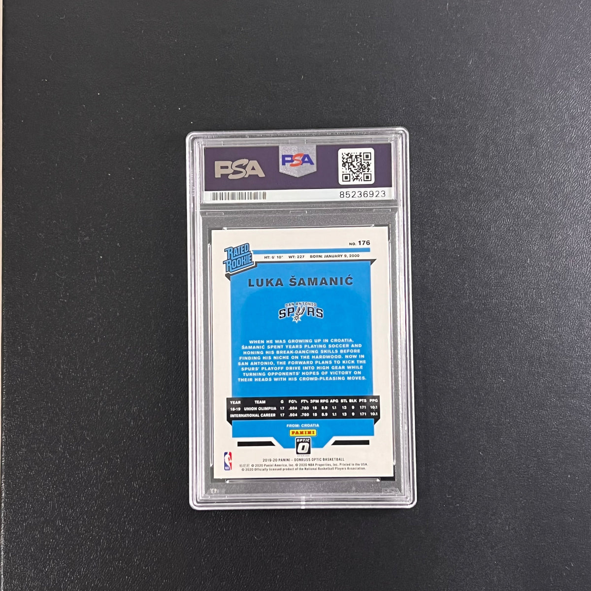 2019-20 Panini Donruss Optic #176 Luka Samanic Signed Card AUTO PSA Slabbed Spurs