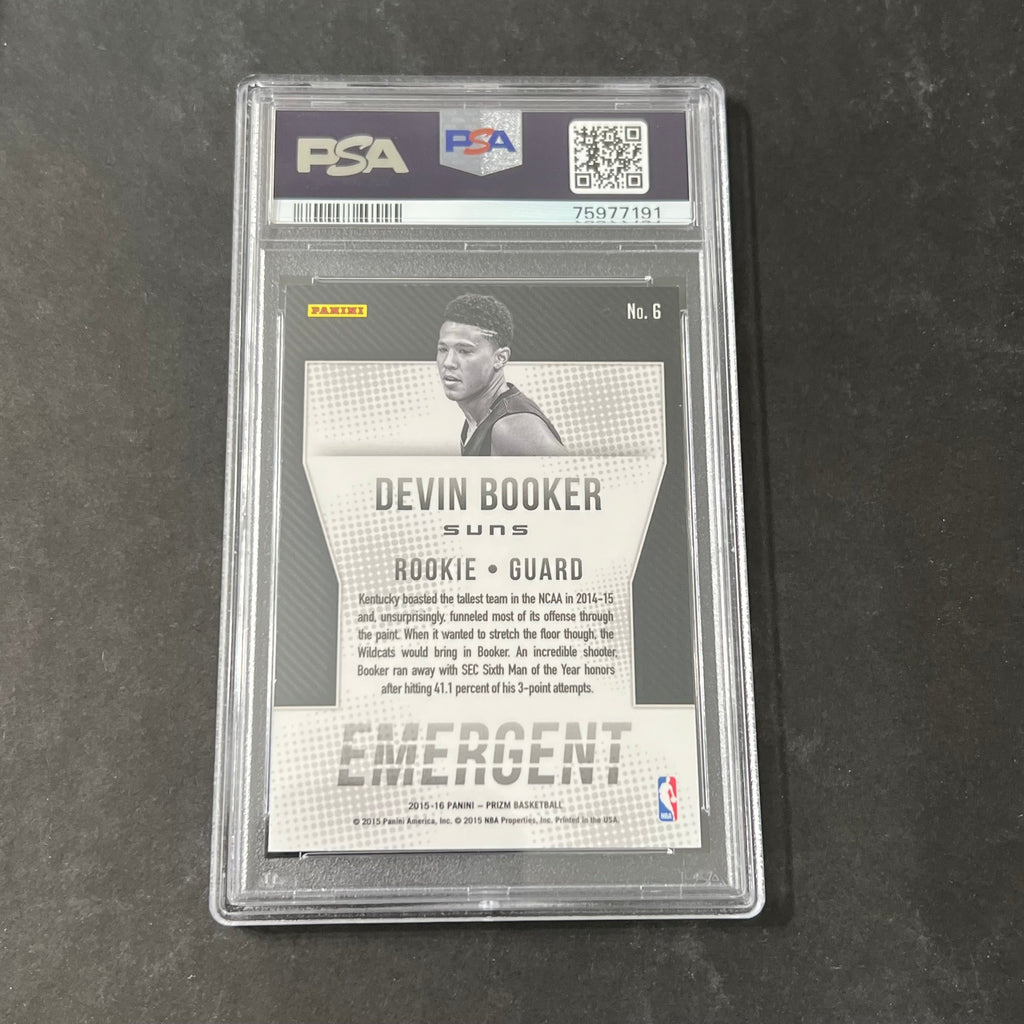 2015-16 Panini Prizm #6 Devin Booker AUTO Signed card PSA Slabbed Autographed RC Suns