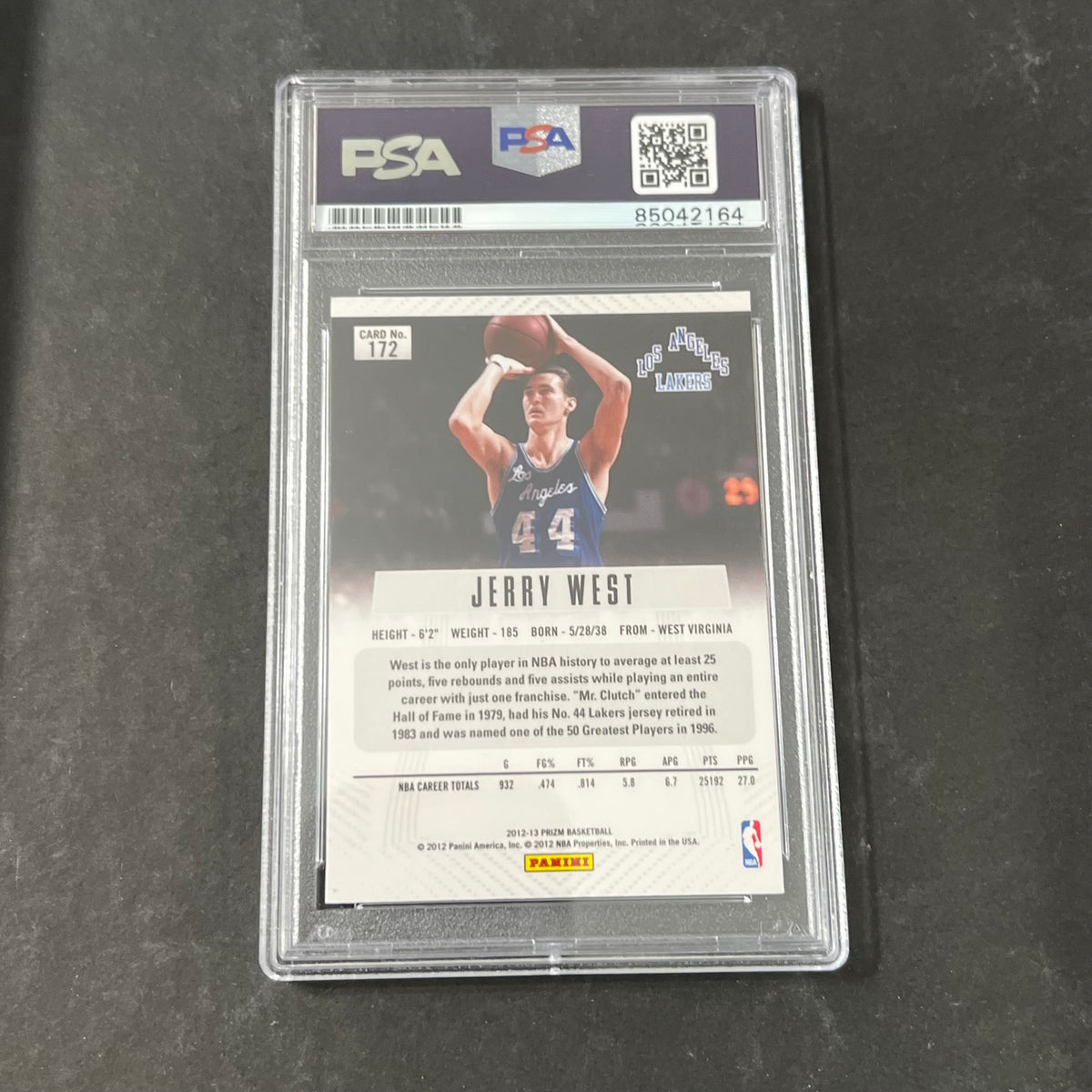 2012-13 Panini Prizm #172 JERRY WEST Signed Card AUTO PSA Slabbed Lakers