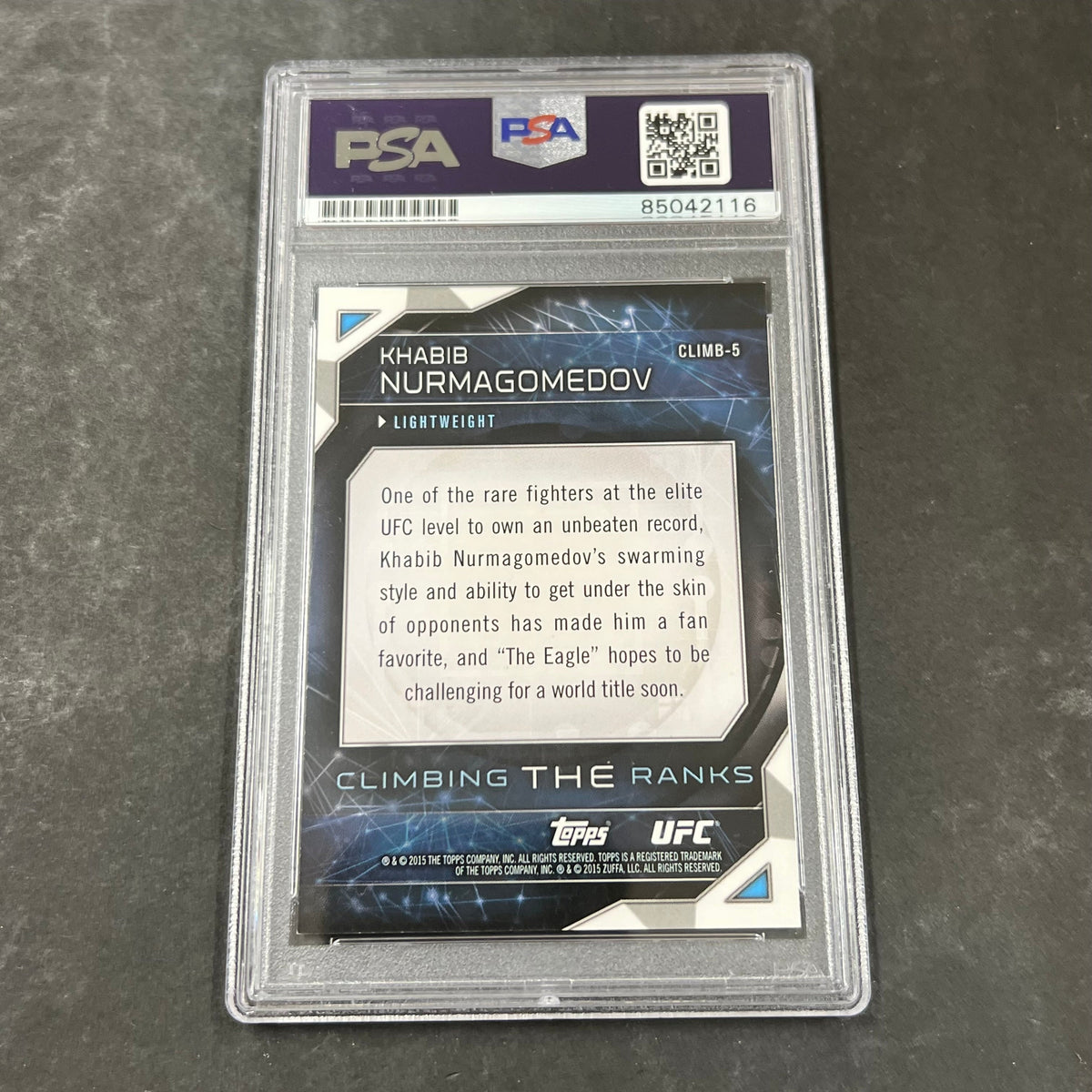 2015 Topps #Climb-5 Khabib Nurmagomedov Signed Card PSA Slabbed