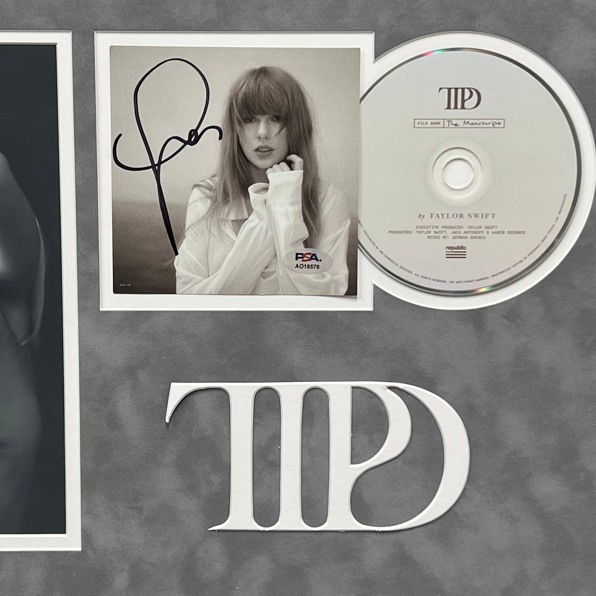 Taylor Swift Signed CD Cover Framed PSA/DNA The Tortured Poets Department TTPD
