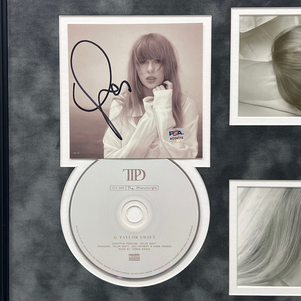 Taylor Swift Signed CD Cover Framed PSA/DNA The Tortured Poets Department TTPD
