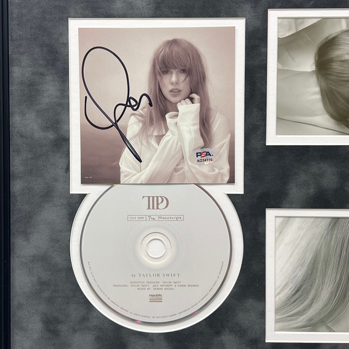 Taylor Swift Signed CD Cover Framed PSA/DNA The Tortured Poets Department TTPD