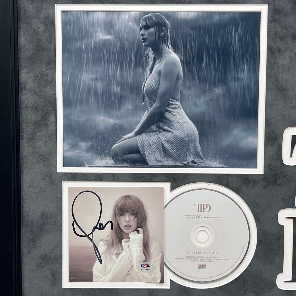 Taylor Swift Signed CD Cover Framed PSA/DNA The Tortured Poets Department TTPD