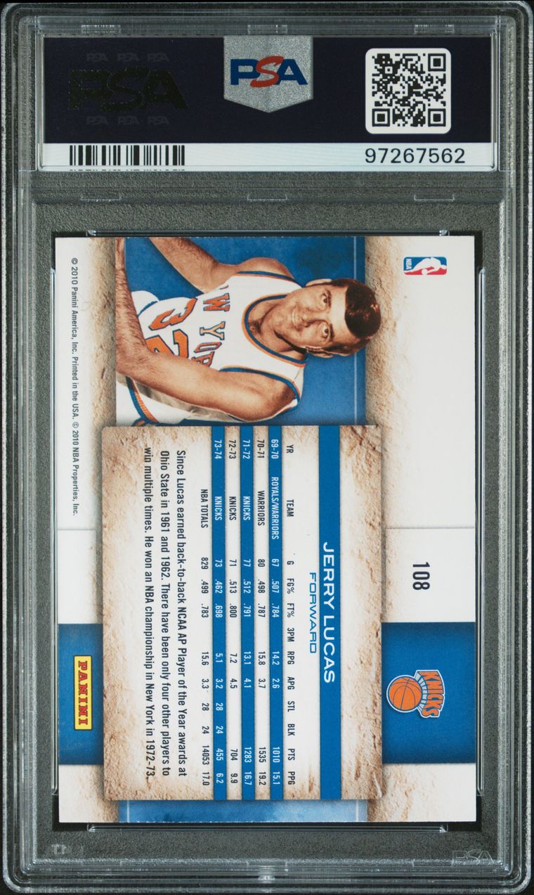 2009 Panini Studio #108 Jerry Lucas Signed Card Mint 9 AUTO 9 PSA Slabbed Knicks