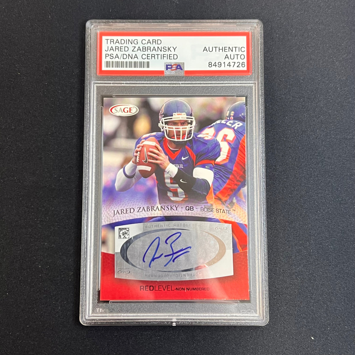 2007 SAGE Aspire #A62 Jared Zabransky Signed Card AUTO PSA Slabbed Boise