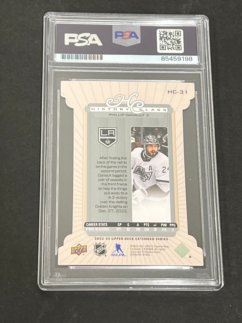 2022-23 Upper Deck Extended Series History Class Hockey #HC-31 Phillip Danault Signed Card AUTO PSA/DNA slabbed Kings
