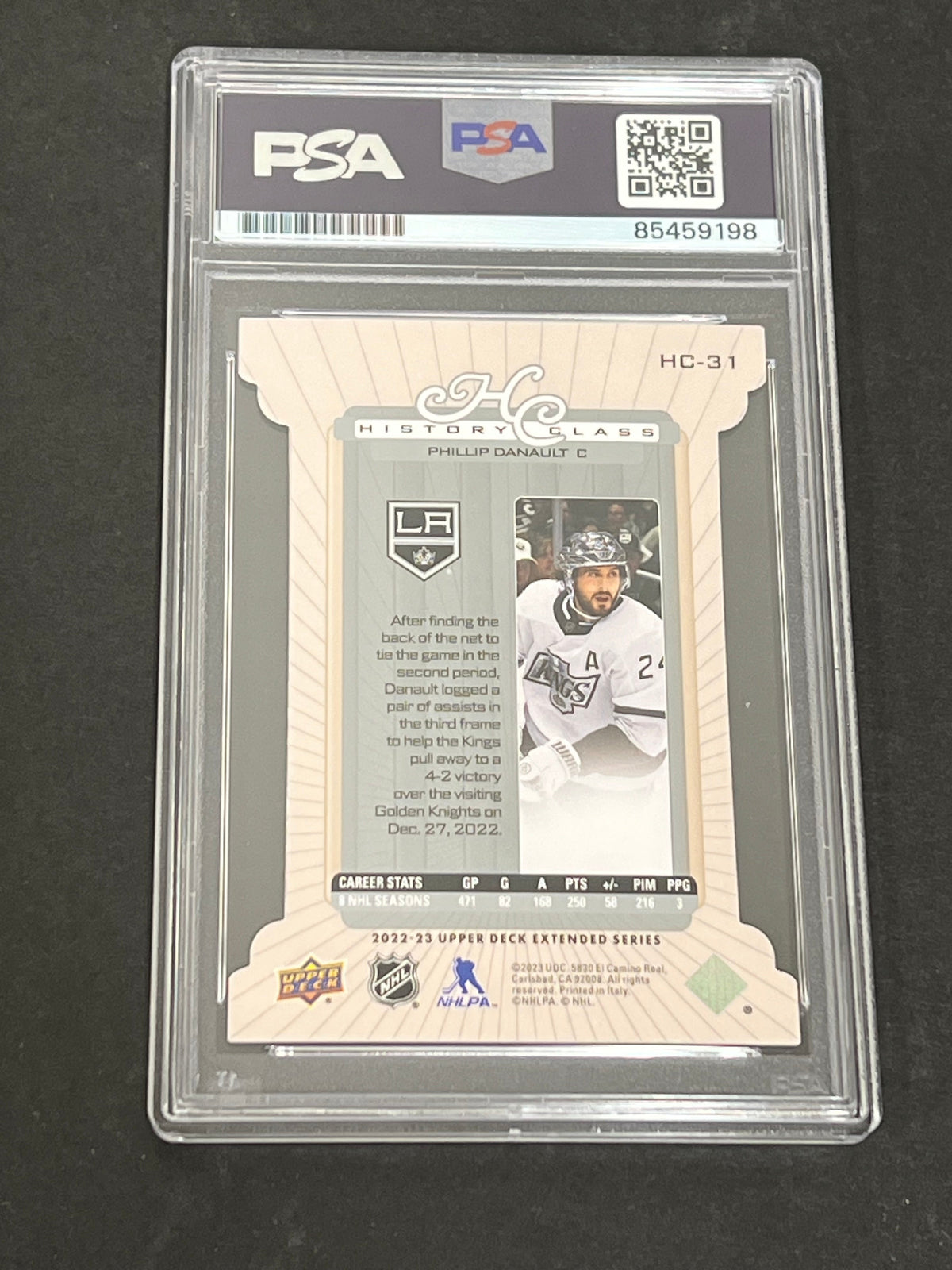 2022-23 Upper Deck Extended Series History Class Hockey #HC-31 Phillip Danault Signed Card AUTO PSA/DNA slabbed Kings