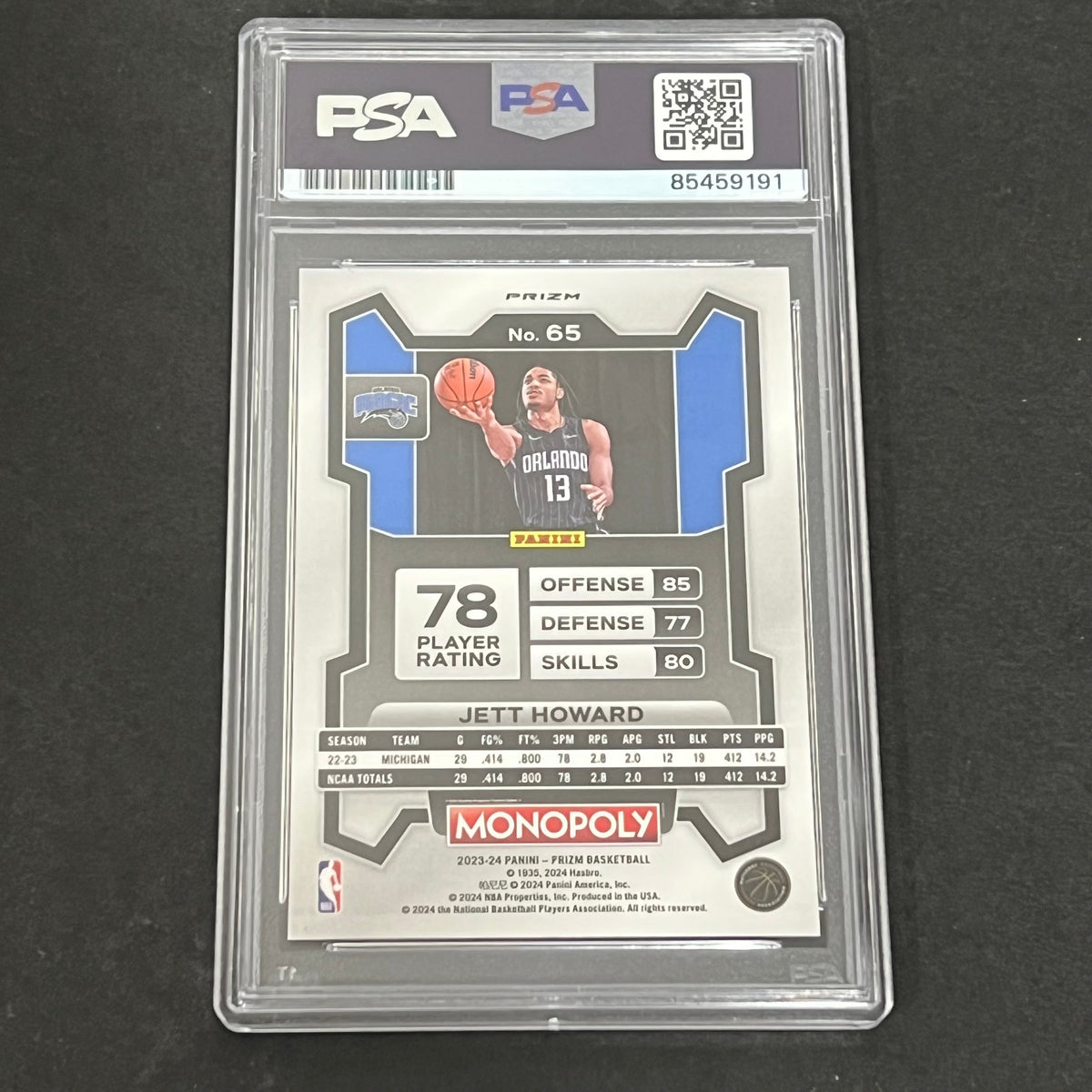 2023-24 Panini Prizm #65 Jett Howard Signed Card AUTO PSA/DNA Slabbed RC Magic