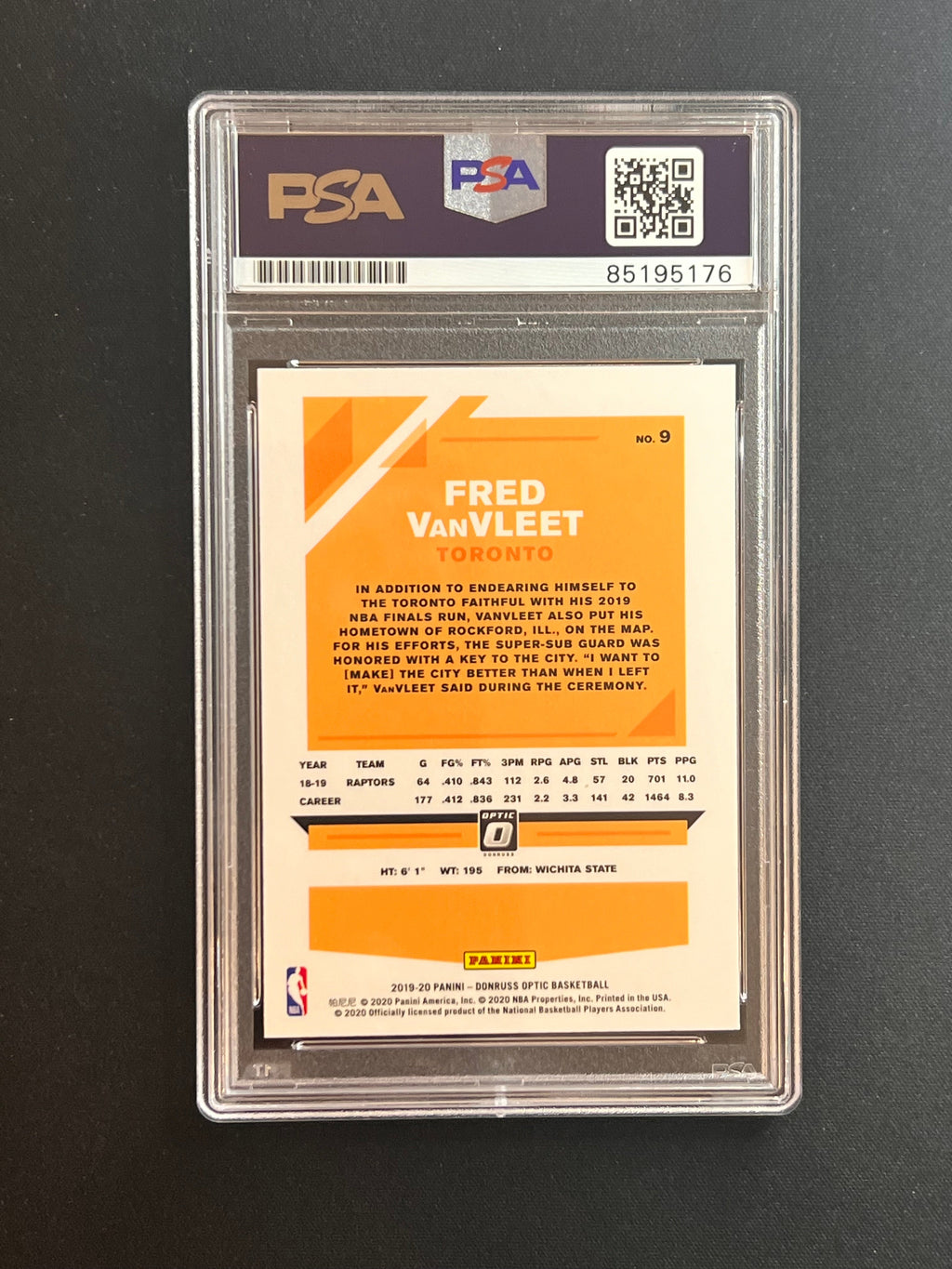 2019-20 Panini Donruss Optic #9 Fred VanVleet Signed Card AUTO PSA Slabbed Raptors