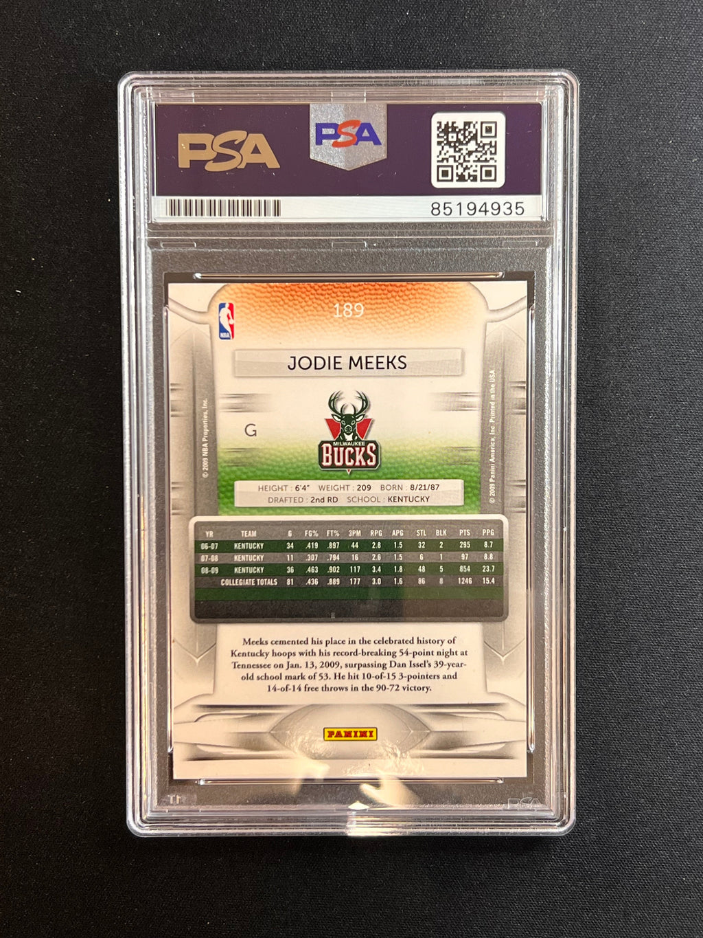 2008-09 Panini Prestige Rookie #189 Jodie Meeks Signed Card AUTO PSA Slabbed RC Bucks