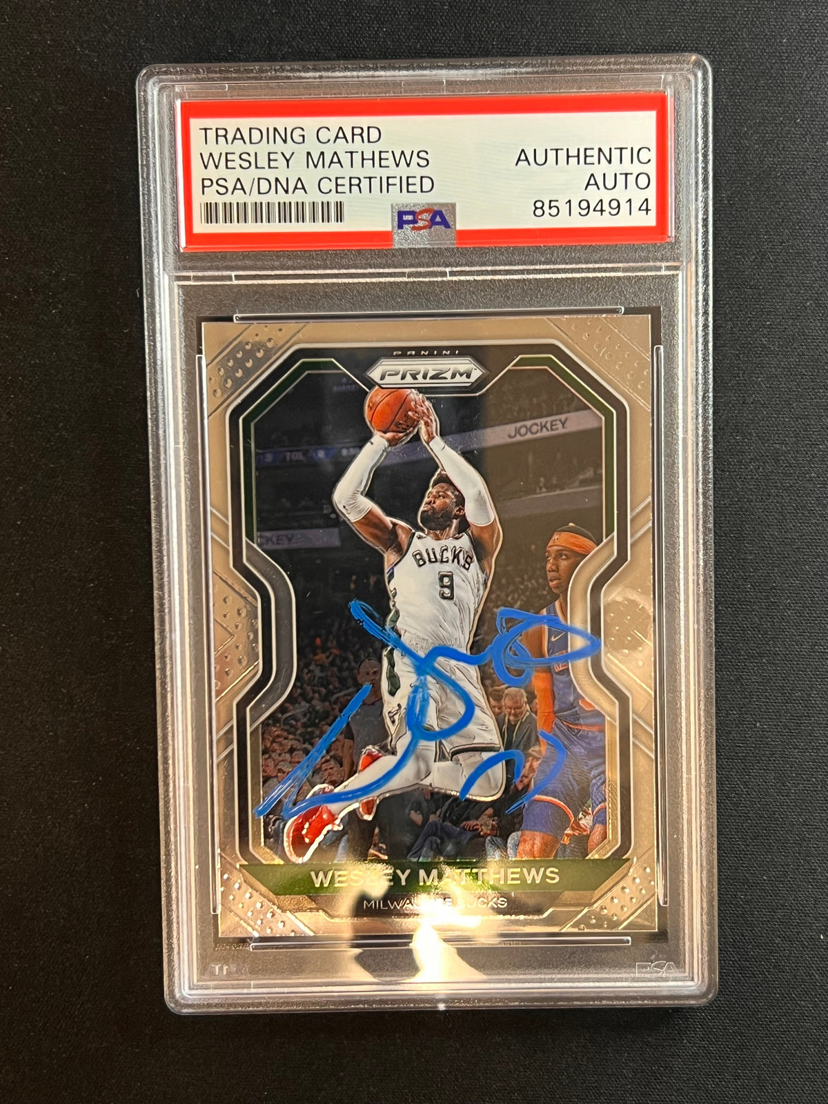 2019-20 Panini Prizm #168 Wesley Matthews Signed Card AUTO PSA Slabbed Bucks