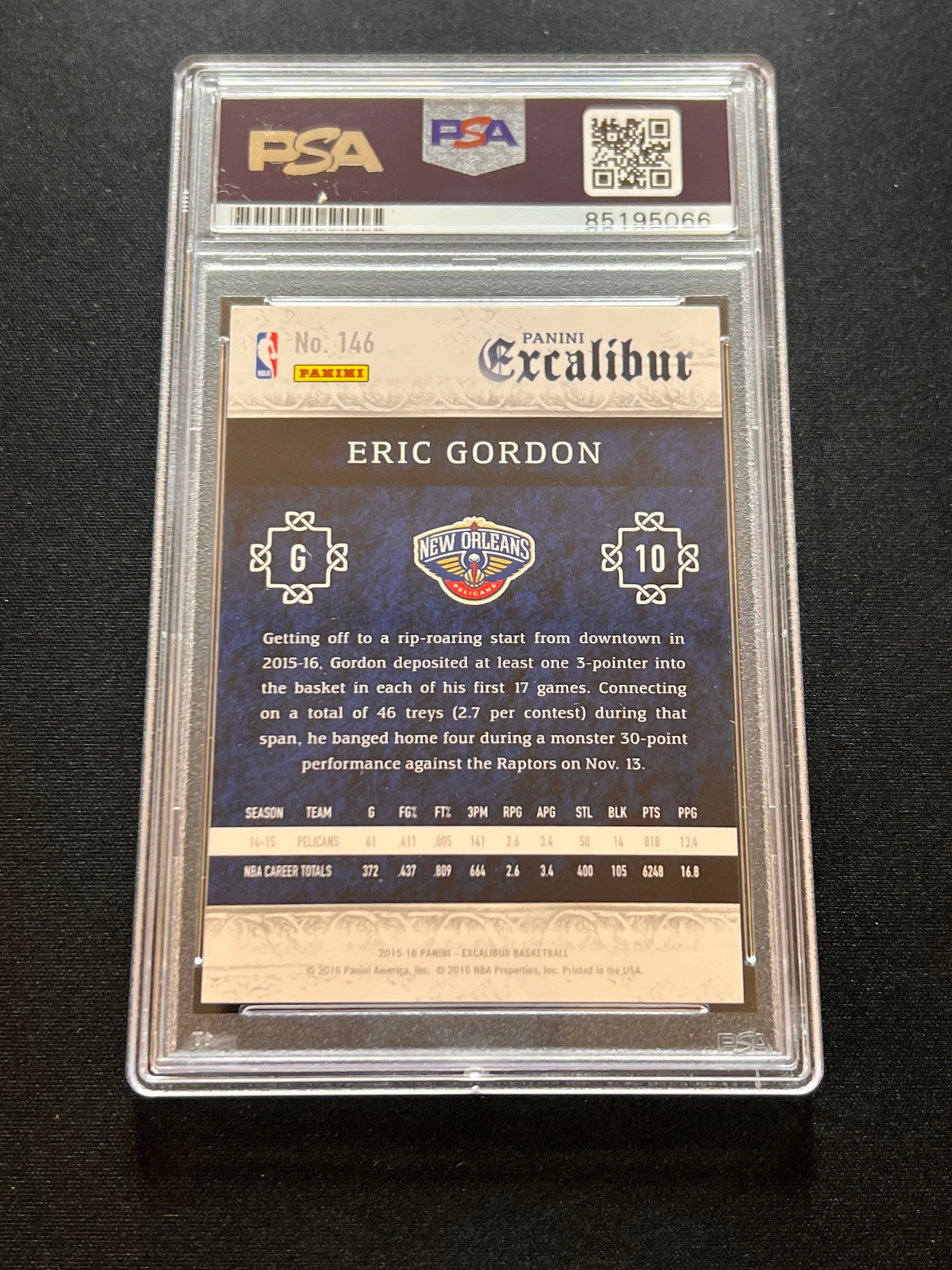 2015-16 Panini Excalibur #146 Eric Gordon Signed Card AUTO PSA Slabbed Pelicans