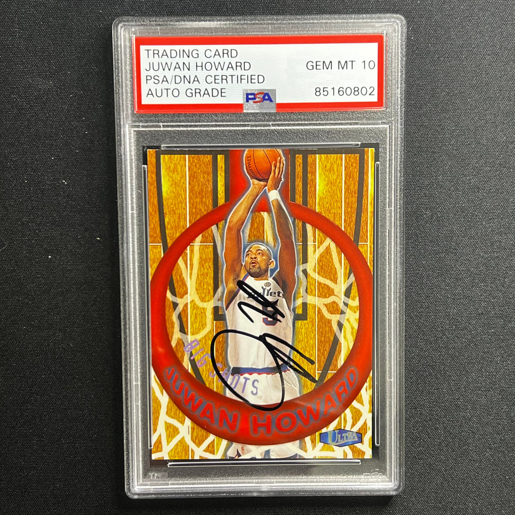 1997-98 Fleer #7 Juwan Howard Signed Card AUTO 10 PSA/DNA Slabbed Wizards